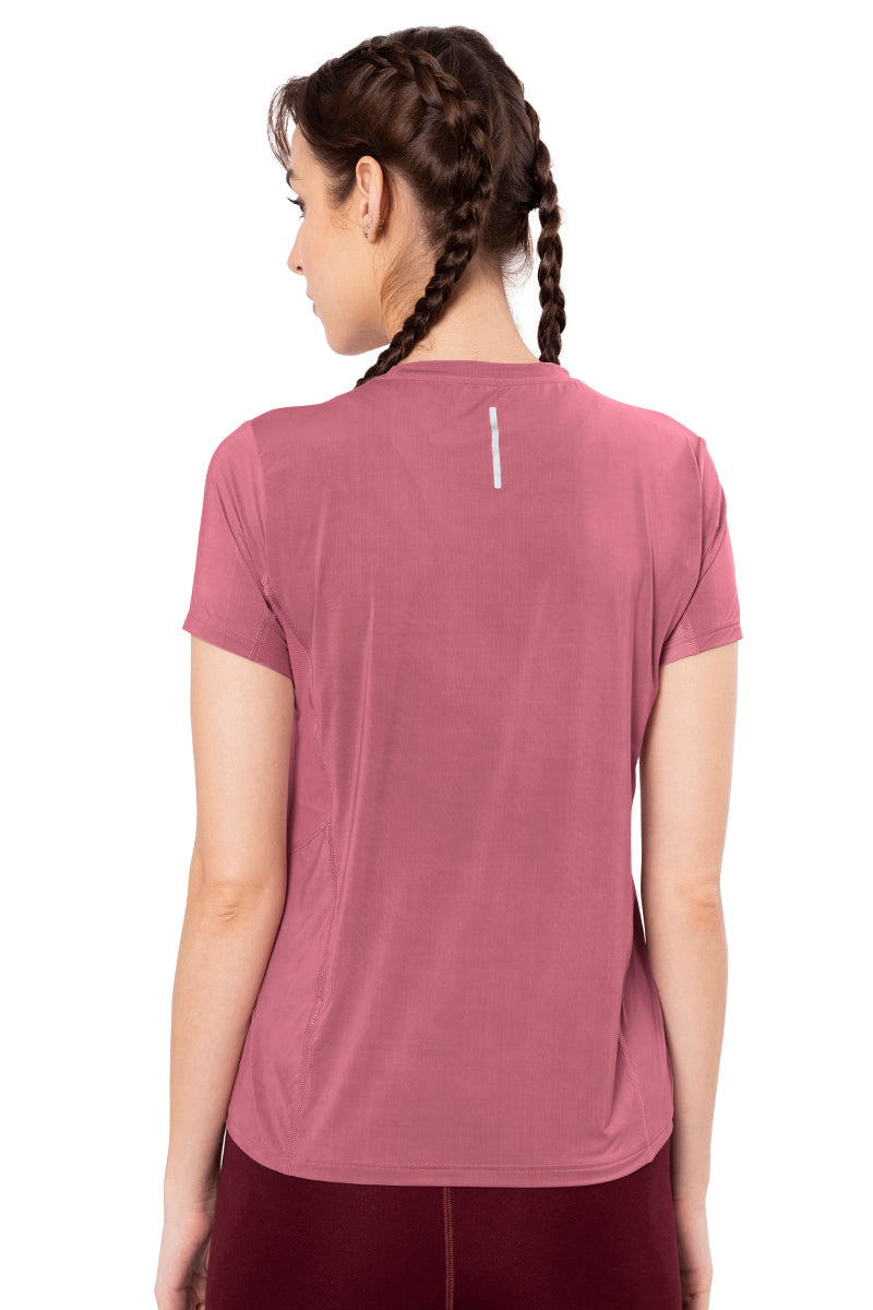  Flaunt Short Sleeve Round Neck Workout T-Shirt - Heather Rose、mySite、justintrudeaud