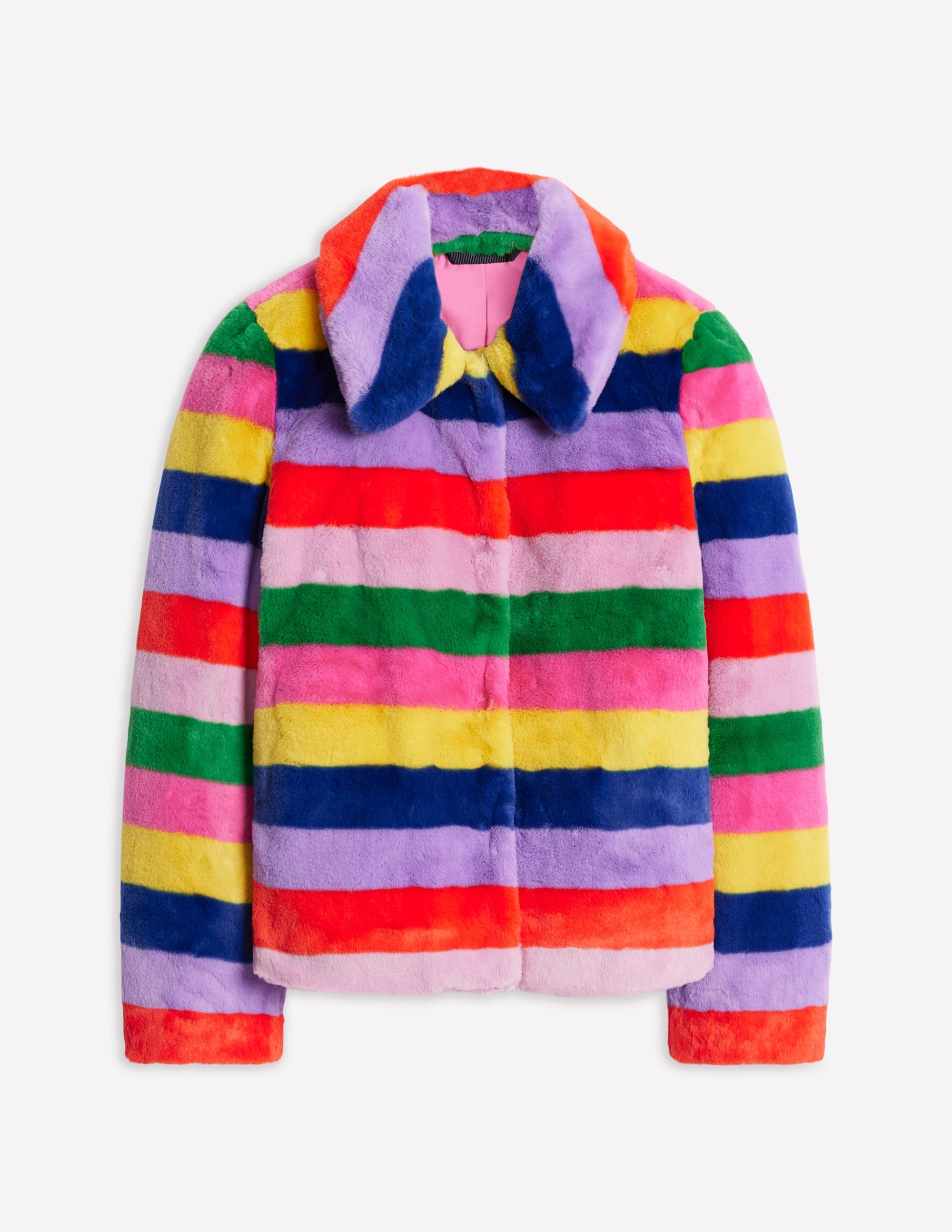  Stripe Faux-Fur Coat-Rainbow Stripe、mySite、ashleygrahame