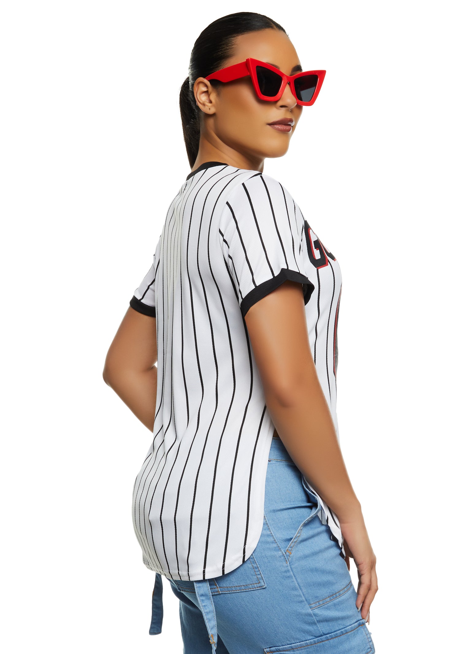 Good Vibes 01 Pinstripe Baseball Tee、mySite、camillekostekn