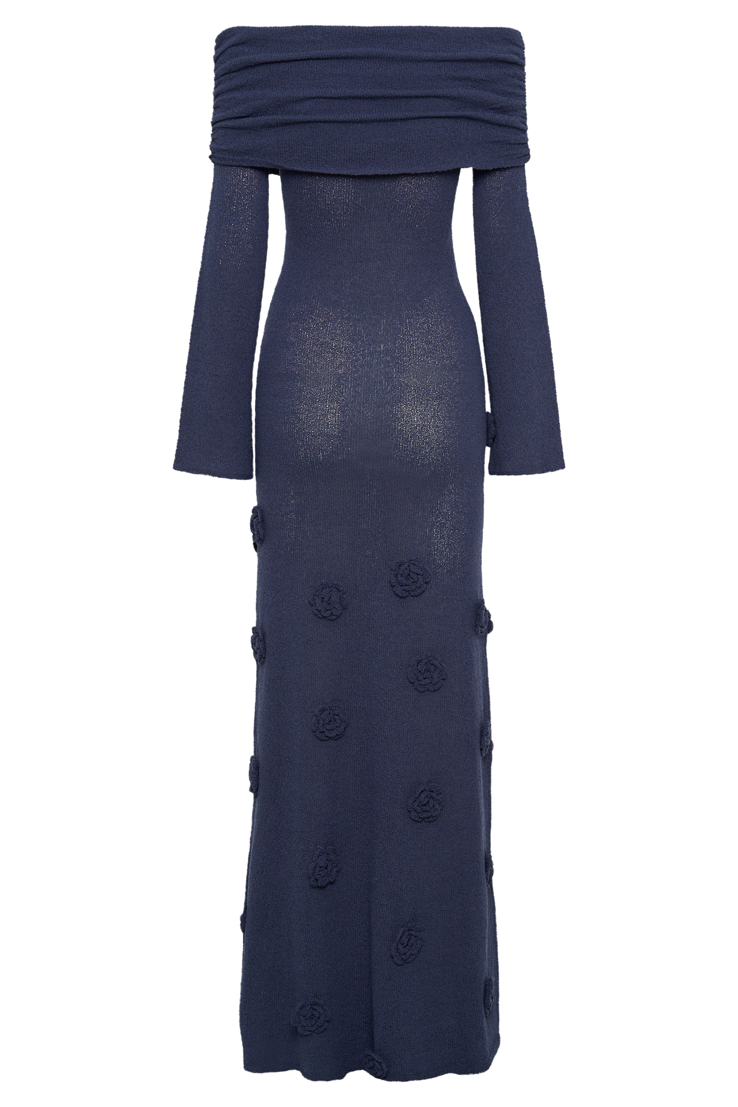 Kiki Off Shoulder Knit Rose Maxi Dress - Navy、mySite、solidvoid