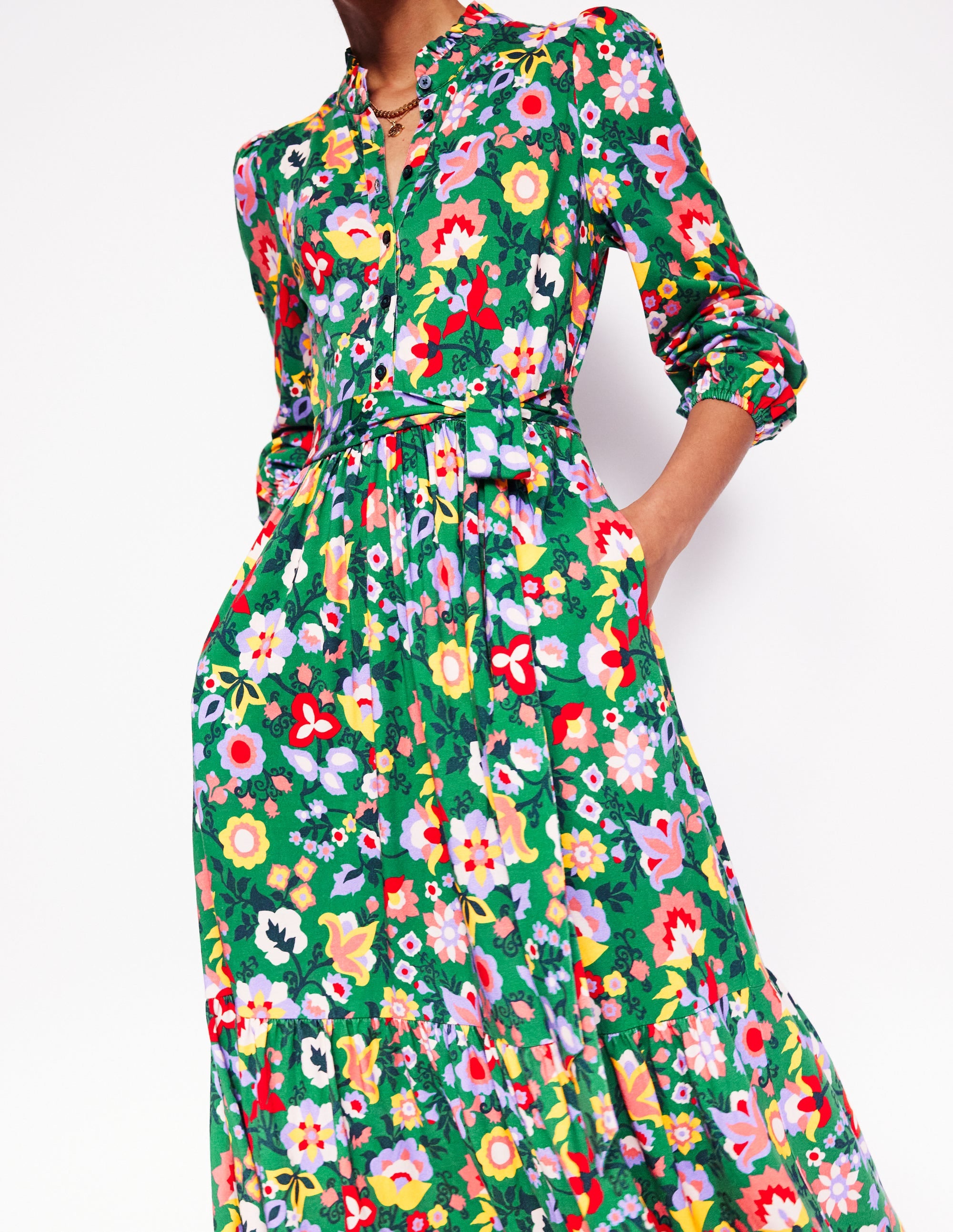  Willow Tiered Jersey Dress-Forest Grass, Flourishing Vine、mySite、ashleygrahame