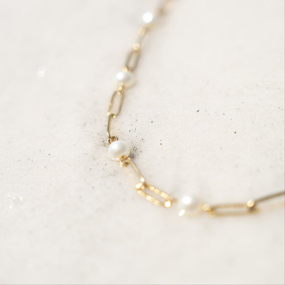 18K Gold PVD Stainless Steel Pearl Station Paperclip Chain Necklace / CHN0082、mySite、dreamappss
