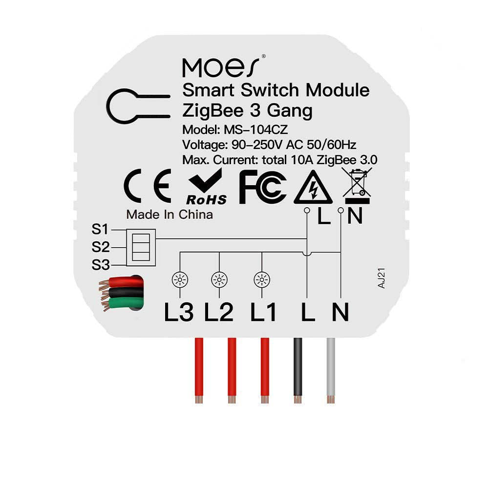 MOES Tuya Zigebee Module, DIY 3 Gang Smart Switch, 1 2 Way Circuit Breaker Interruptor、mySite、fannypackpong