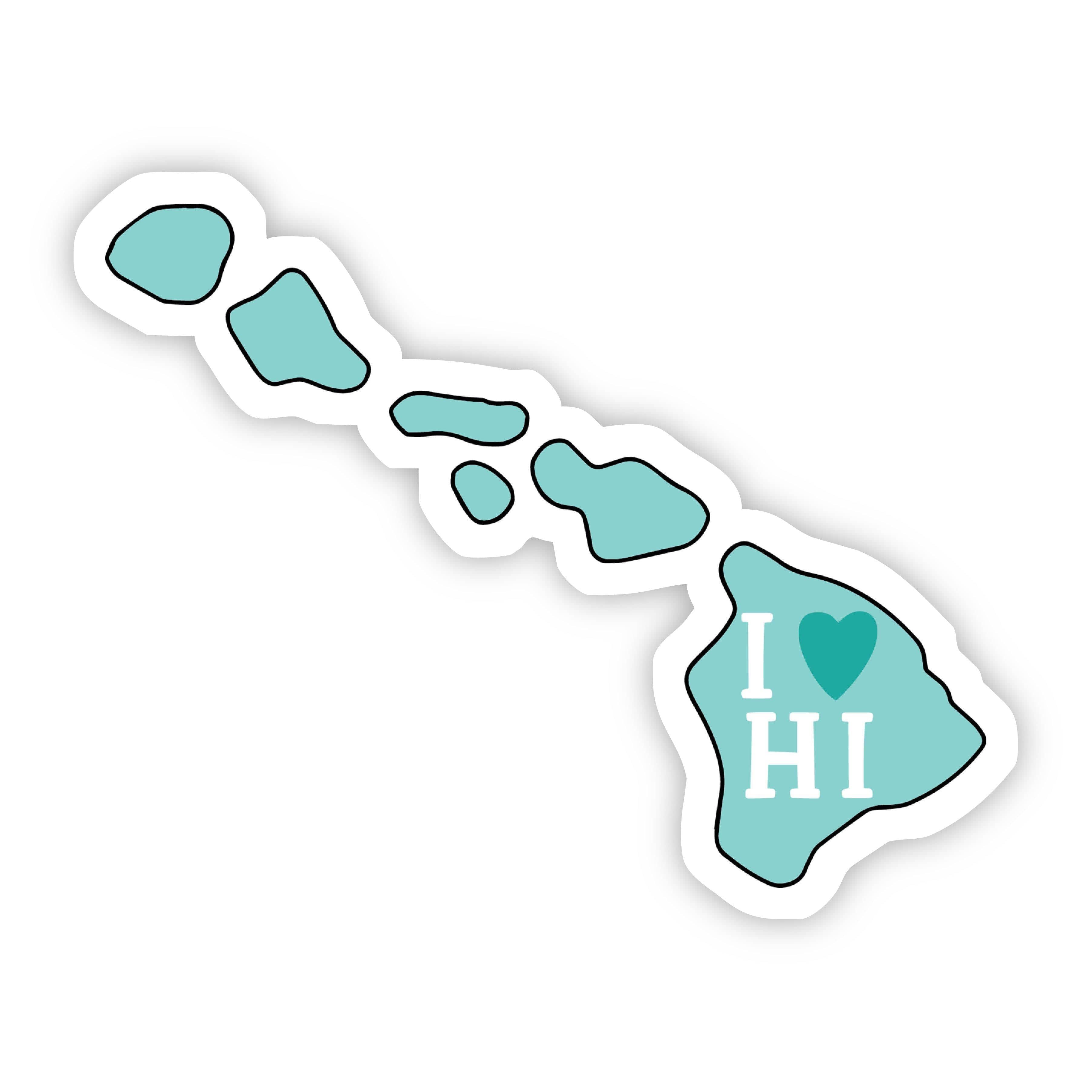 I Love Hawaii Teal Sticker、mySite、elrpsem3k