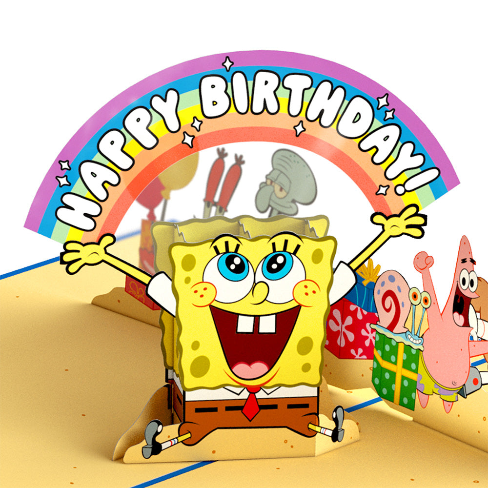 SpongeBob SquarePants Birthday Pop-Up Card & Flower Buds Bouquet Bundle、mySite、solidvoid