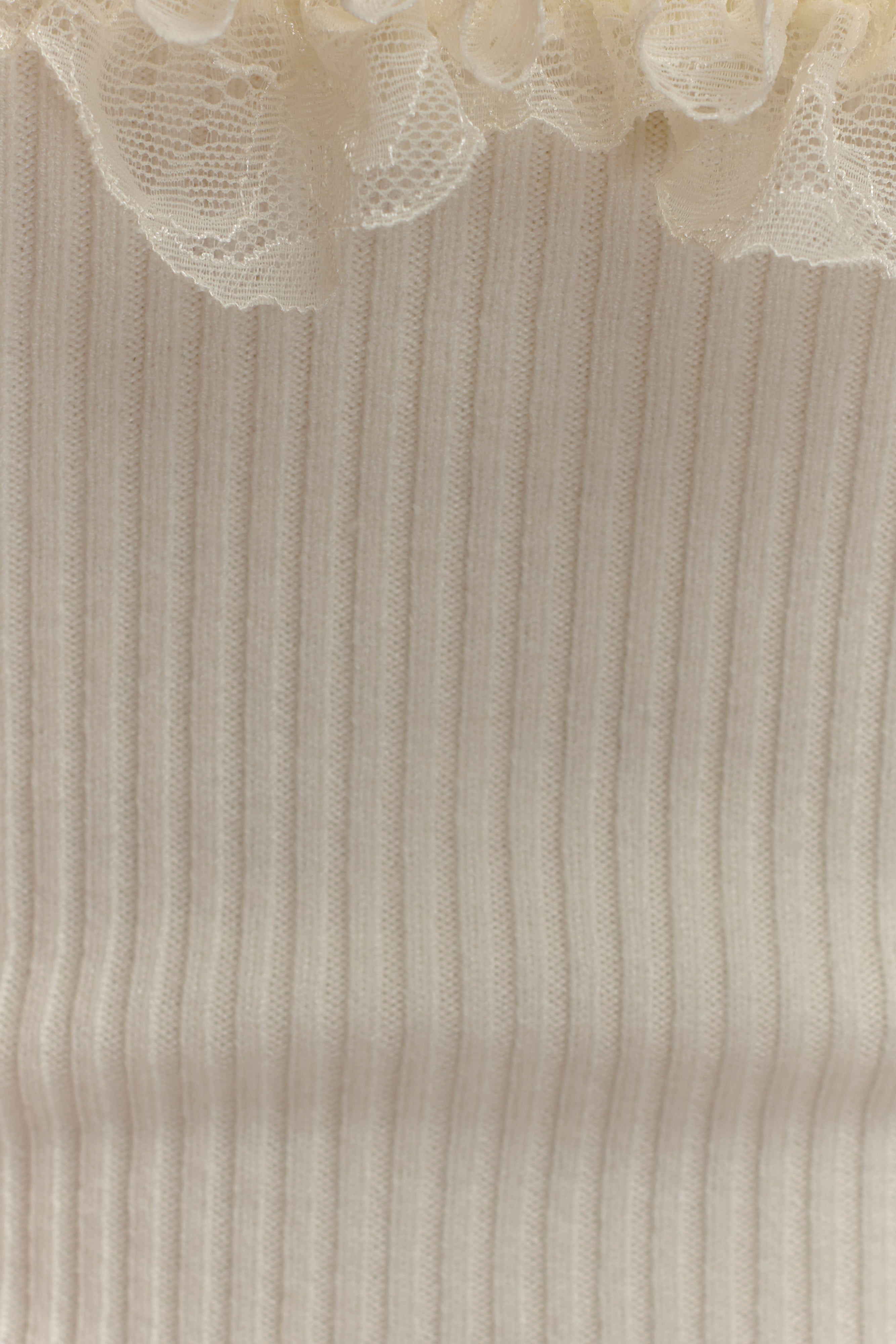 Shay Lace Ruffle Knit Top - Cream、mySite、solidvoid