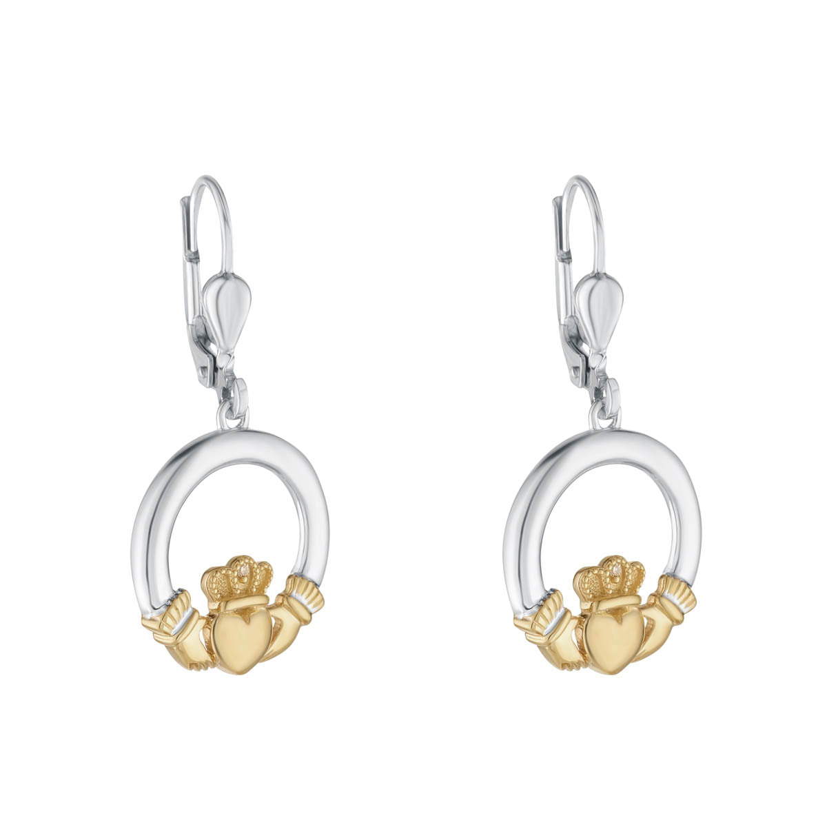 Gold And Silver Diamond Claddagh Earrings、mySite、botmansion