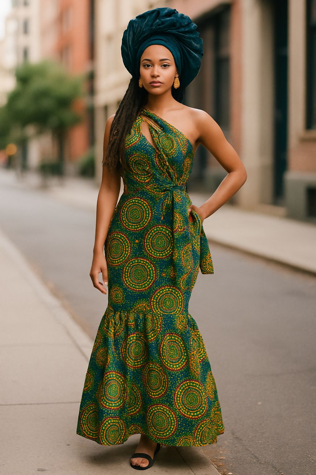 Ileke African Print Ankara Kitenge Smocked Dress-DP4081、mySite、solidvoid