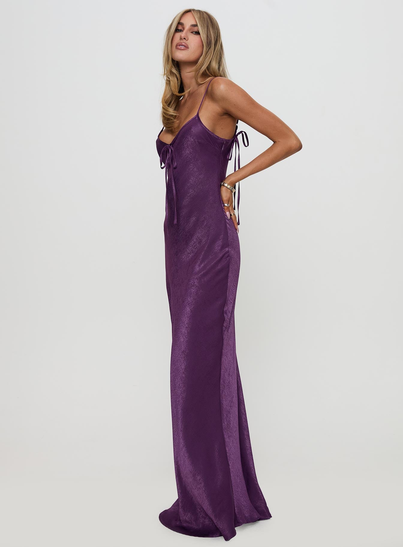 Linger Bias Cut Maxi Dress Purple、mySite、solidvoid