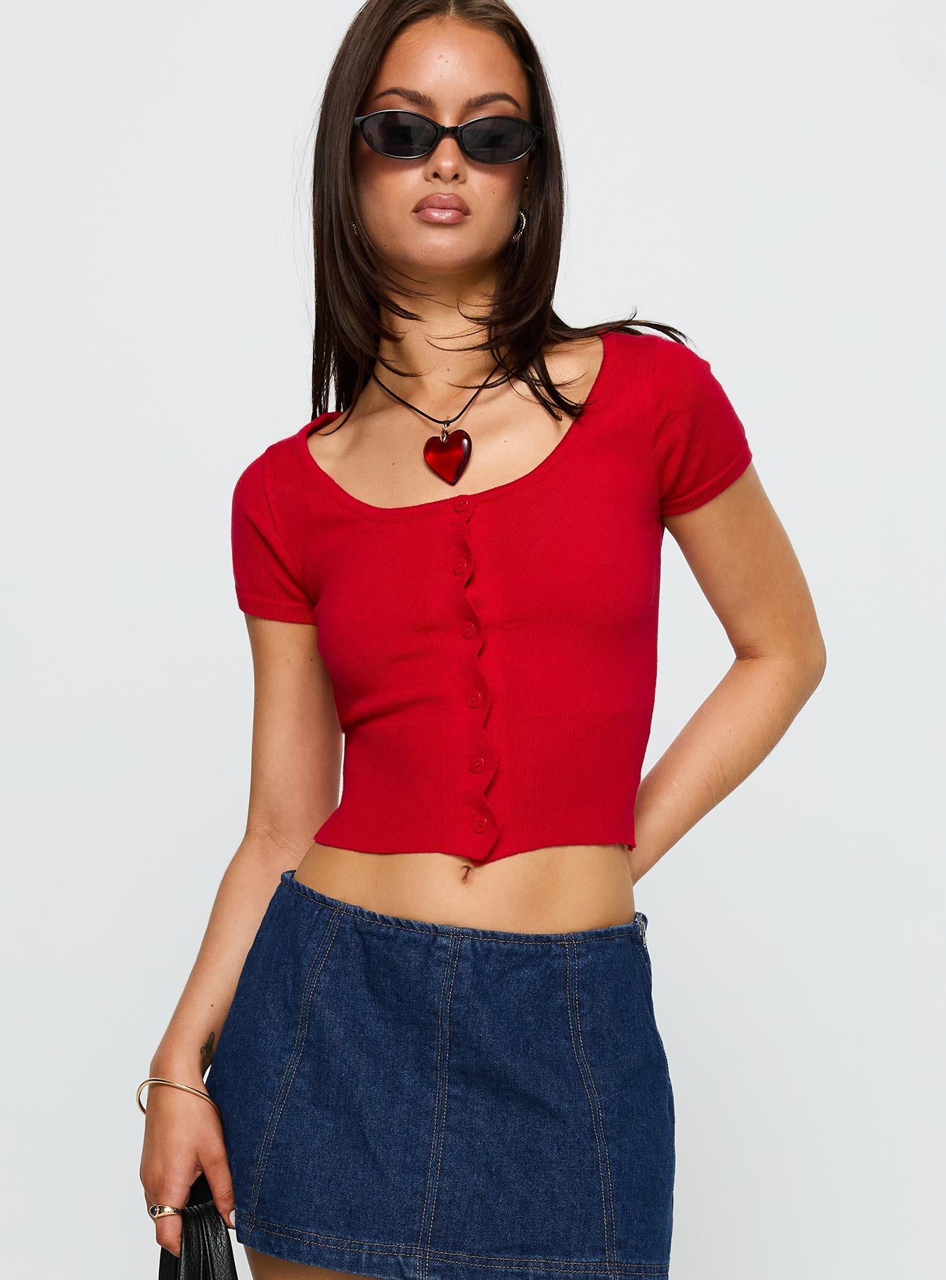 Pretty Sweet Button Up Top Red、mySite、solidvoid