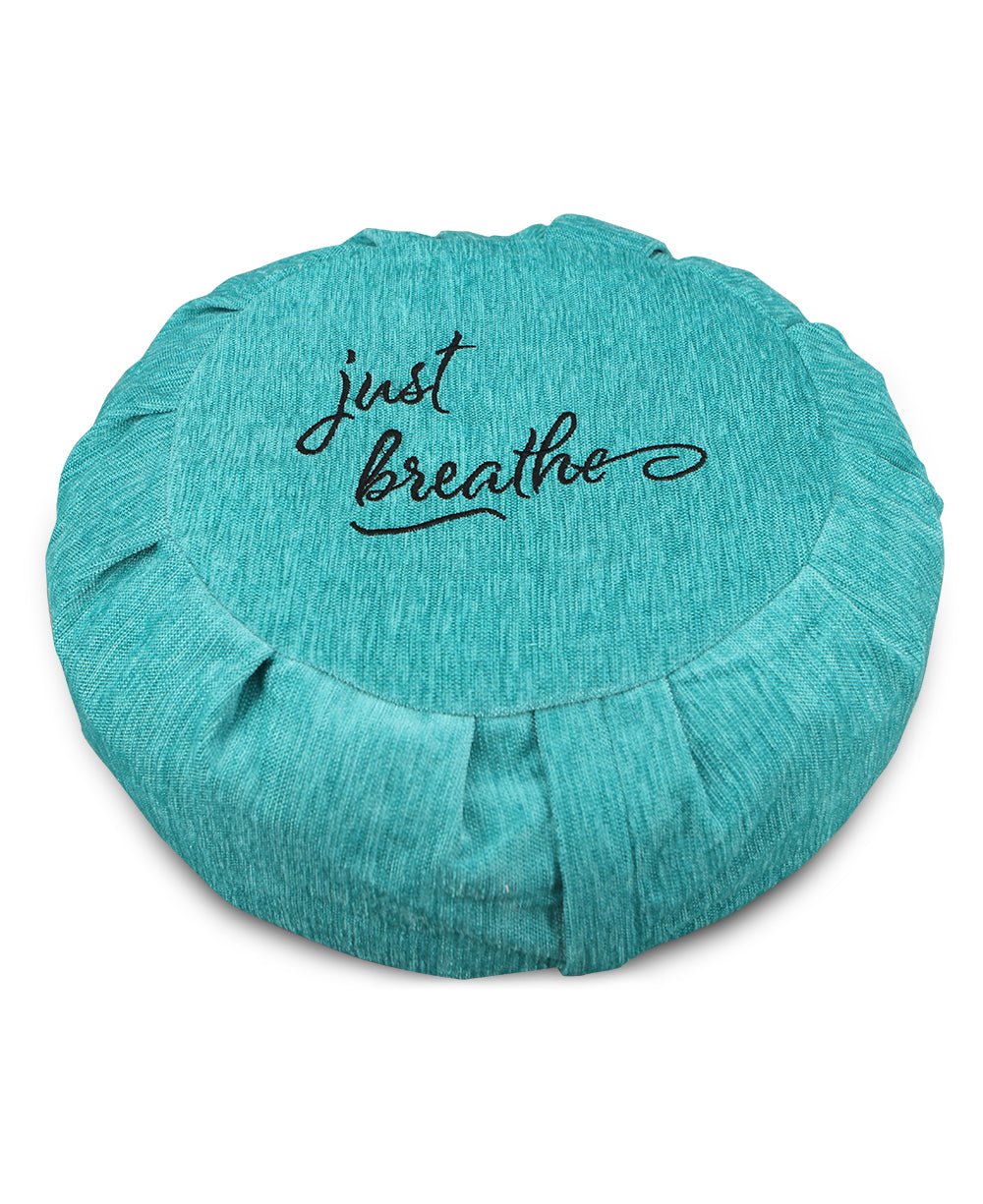 Just Breathe Turquoise Chenille Meditation Zafu Cushion, Buckwheat Insert、mySite、topwebapps