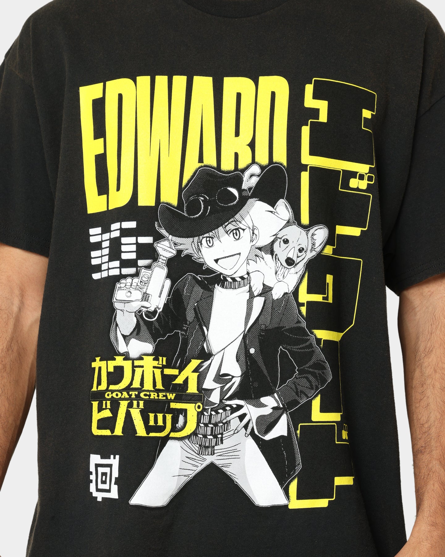 Goat Crew X Cowboy Bebop Edward Vintage T-Shirt Washed Black、mySite、zt4zffjzw