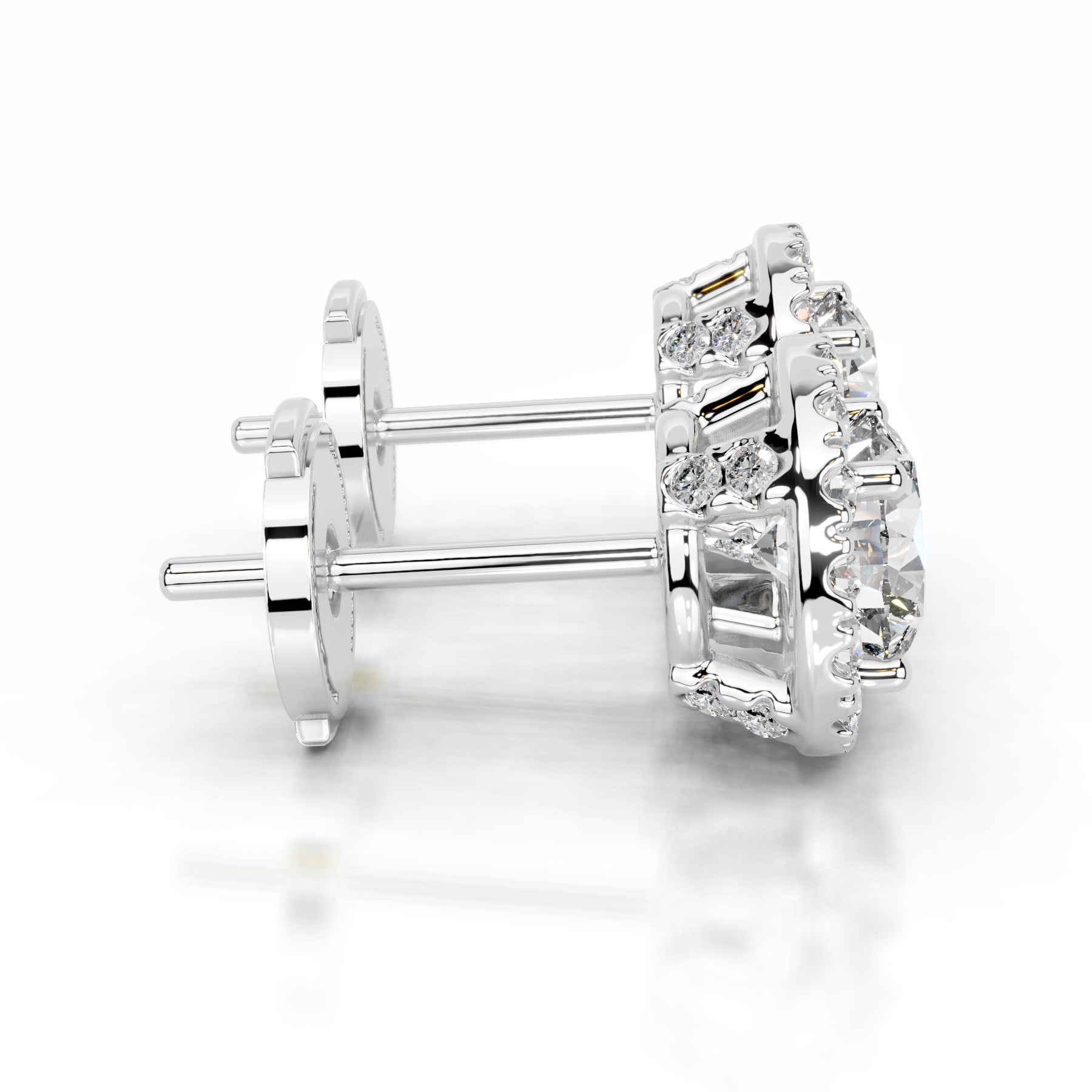 Isla Lab Grown Diamond Halo Earrings (5 Carat) -18K White Gold、mySite、hinf8tx79