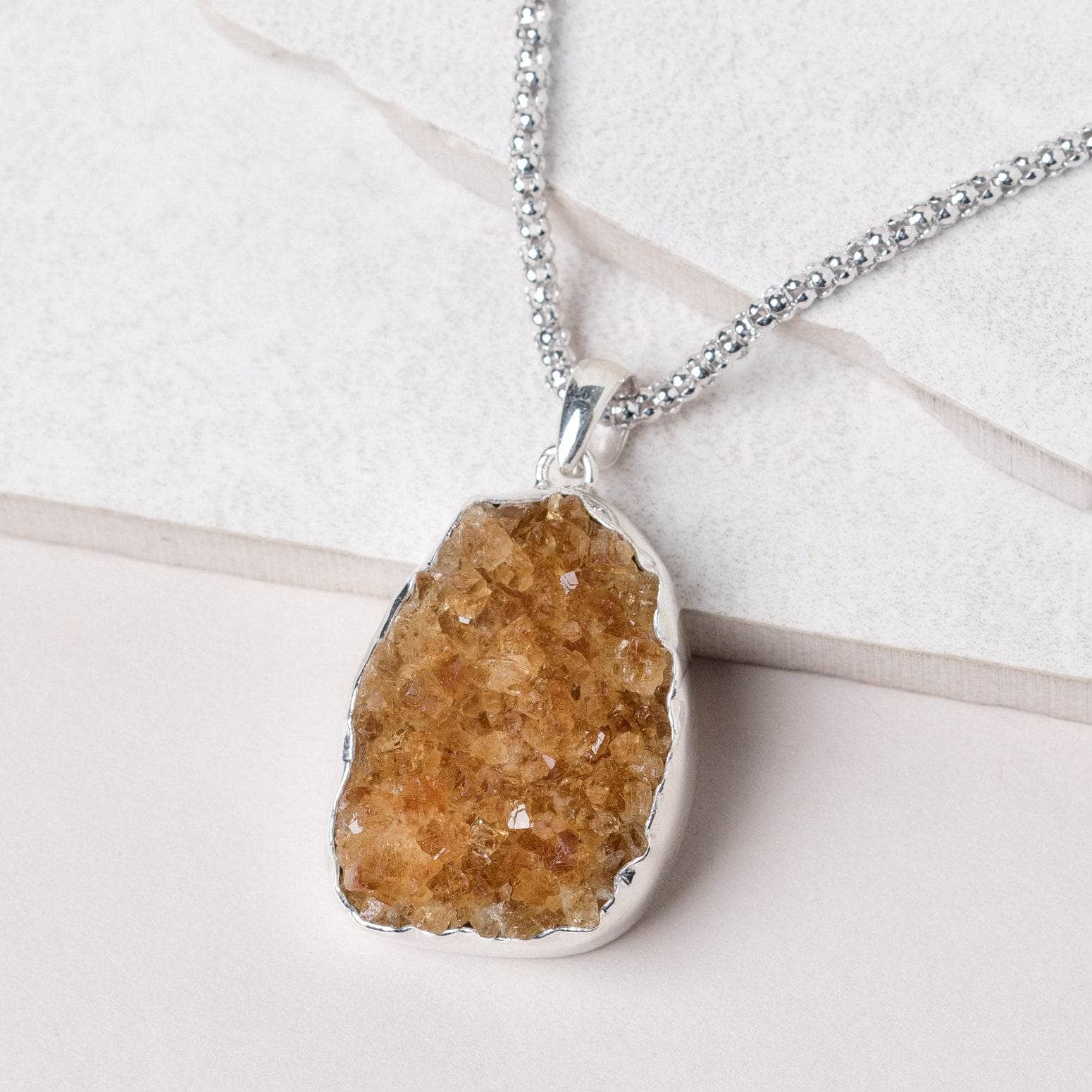 Citrine Druzy Pendant Necklace、mySite、hinf8tx79