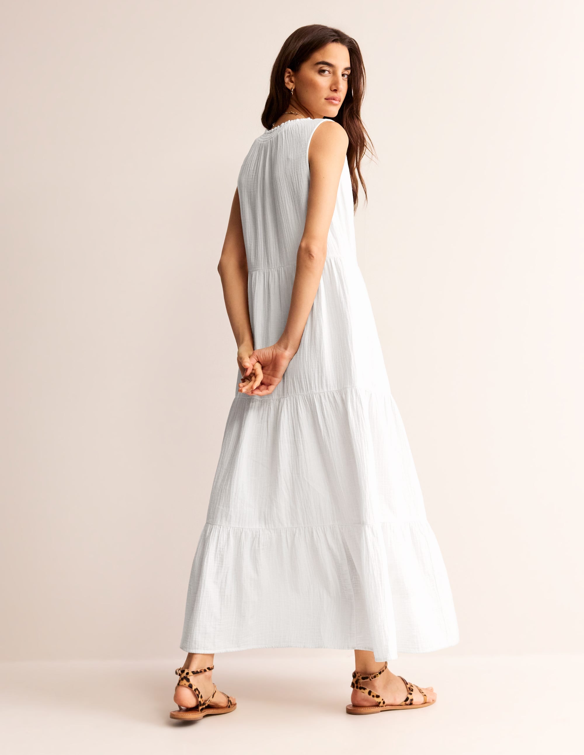  Double Cloth Maxi Tiered Dress-White、mySite、ashleygrahame