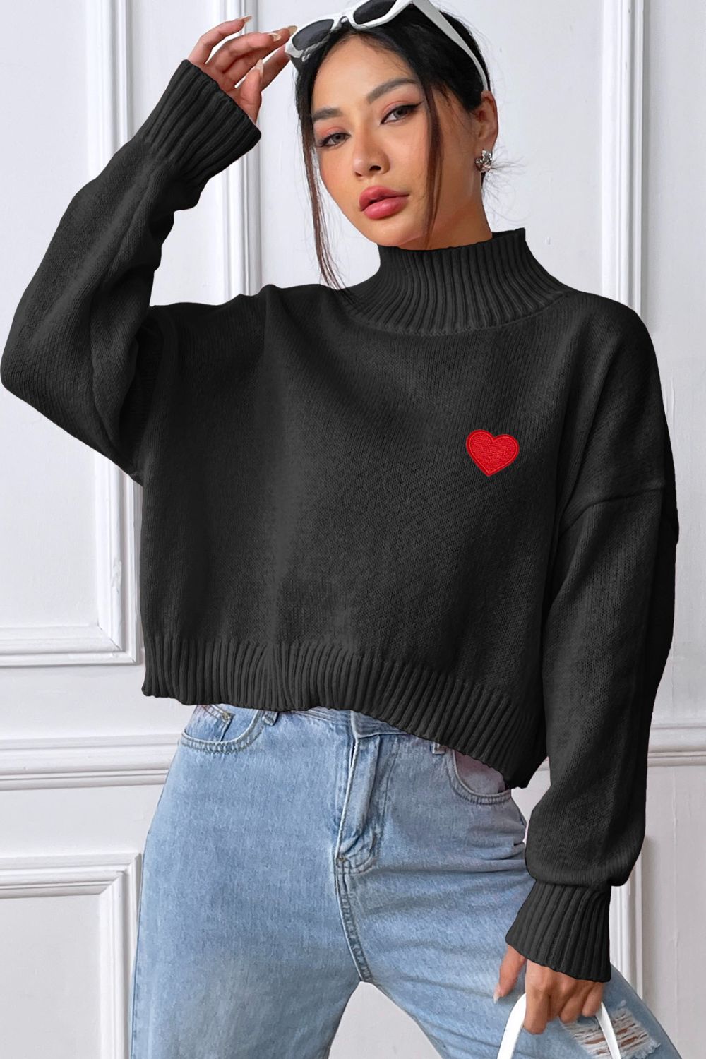  Heart Turtleneck Long Sleeve Sweater、mySite、justintrudeaud
