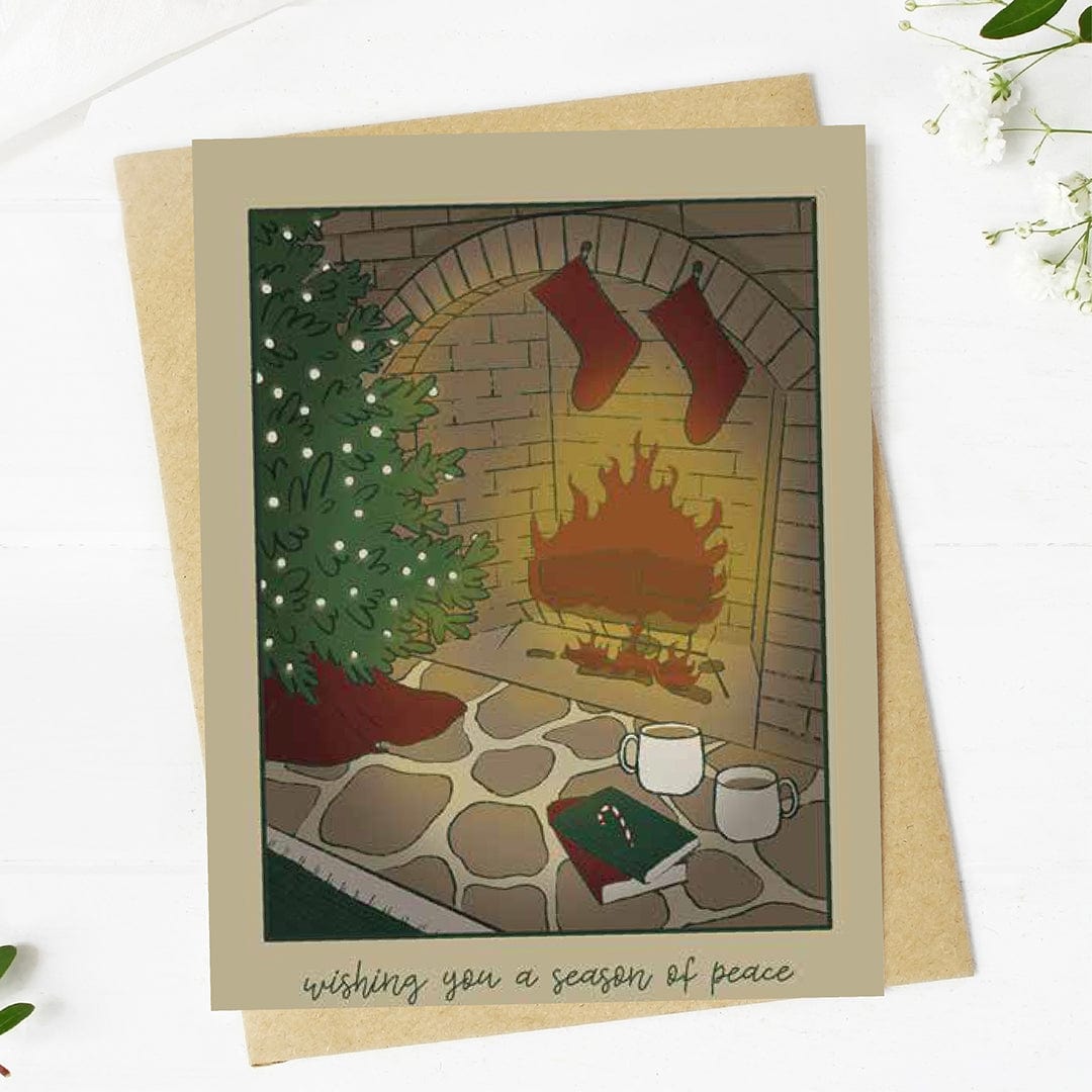  Wishing you a season of peace Cozy Fire Christmas Card、mySite、elrpsem3k