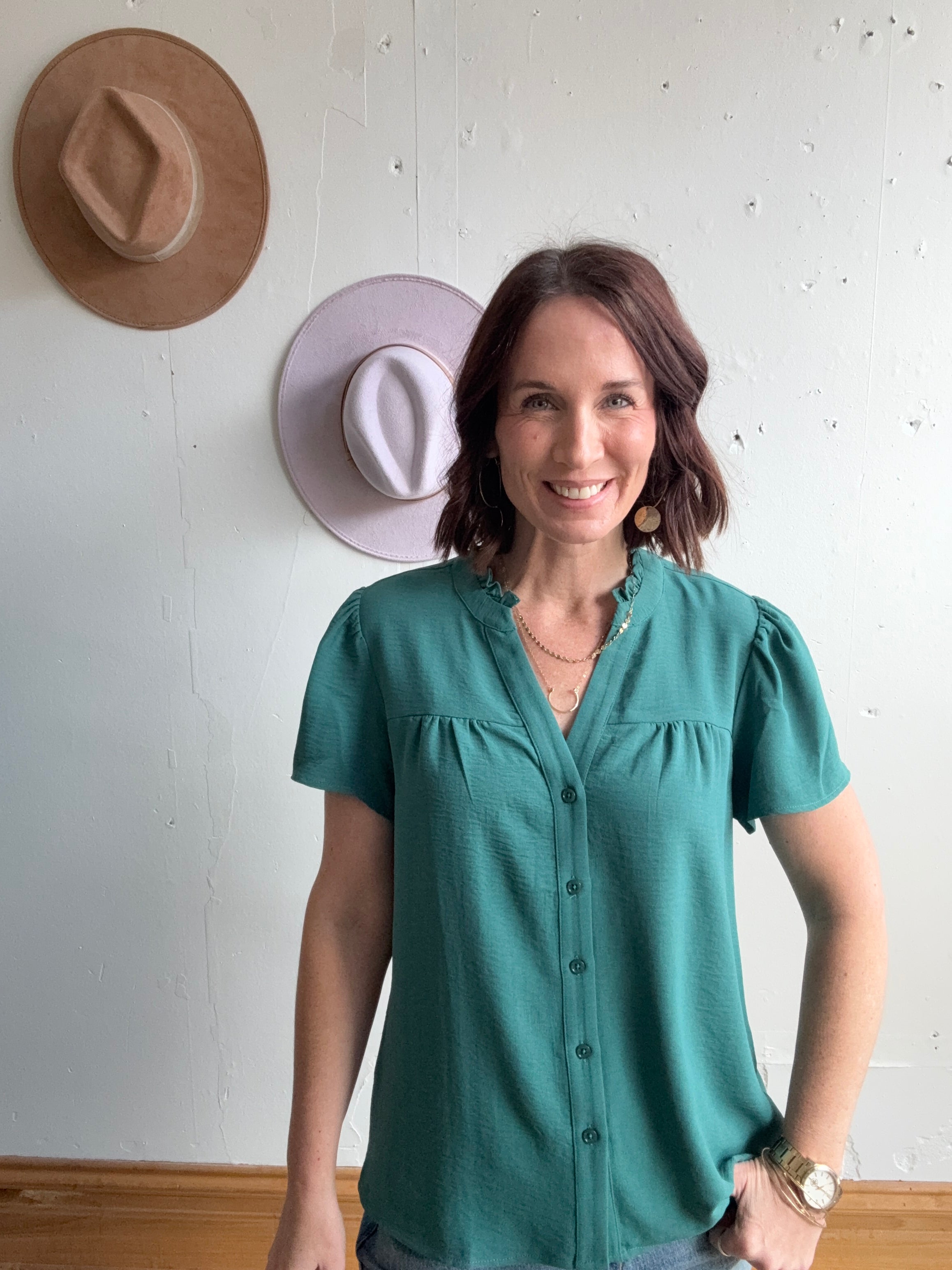 Valorie's Ruffle Button Down、mySite、garagedoors4me