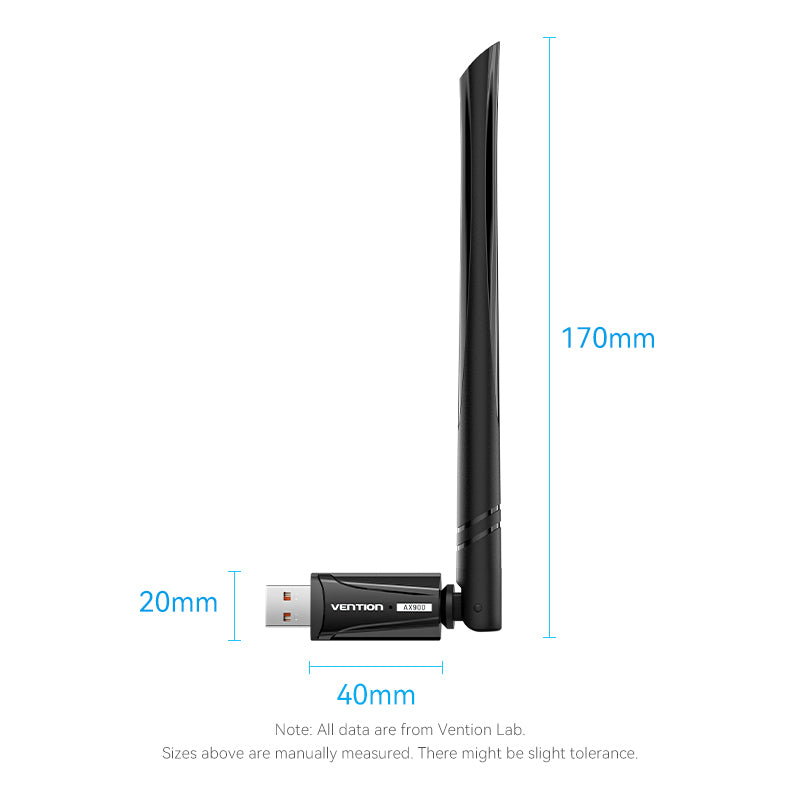 Vention AX900 USB Wi-Fi Dual Band Adapter With High Gain Antenna Black、mySite、fannypackpong