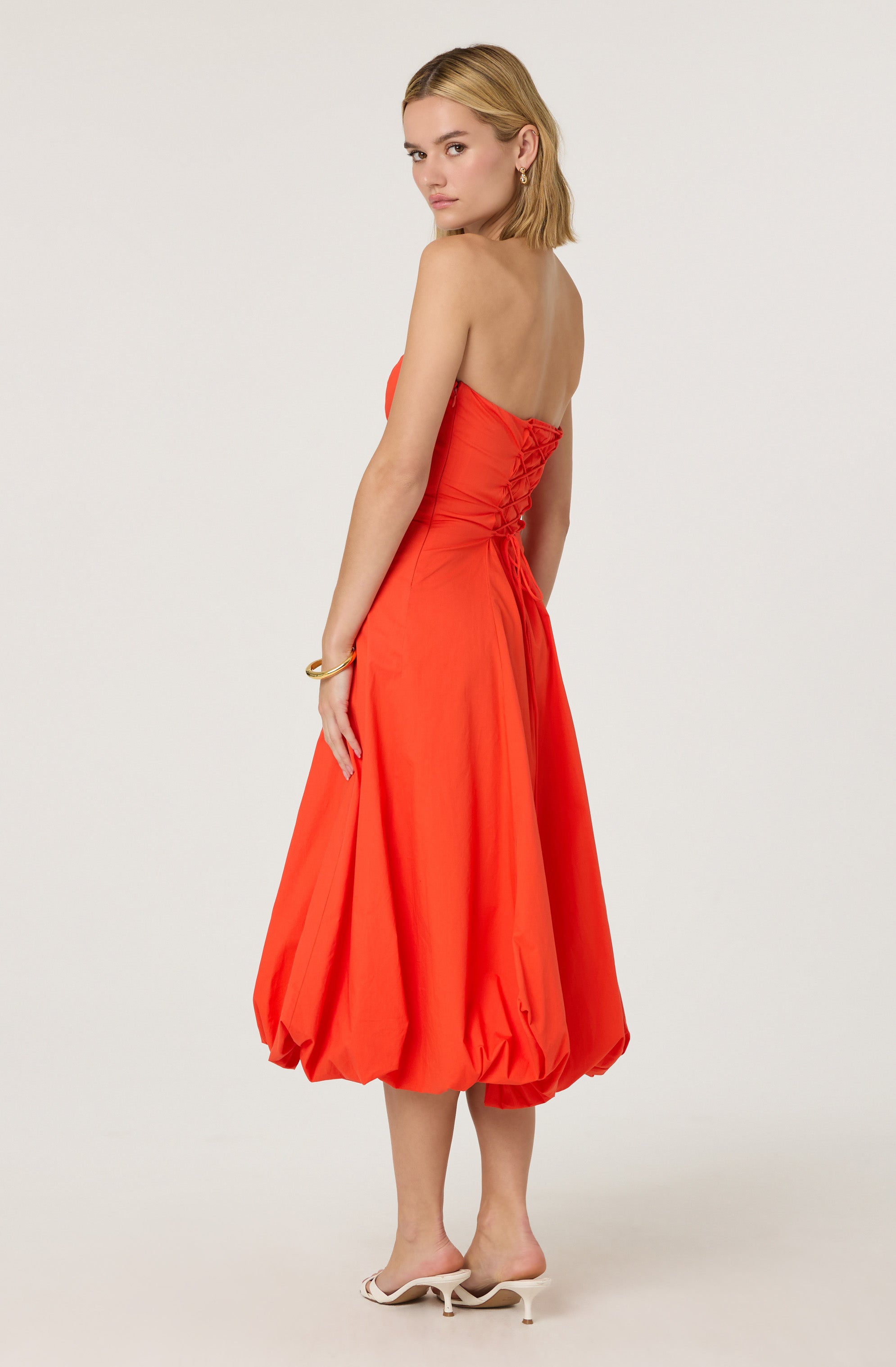 Lace Up Strapless Bubble Dress、mySite、solidvoid