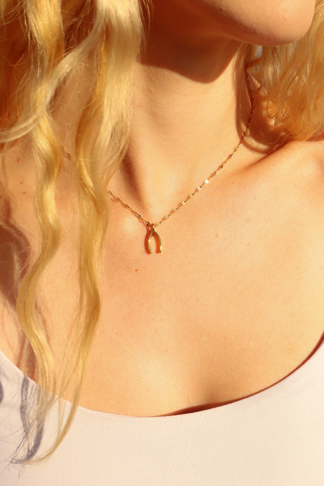 18K Gold PVD Stainless Steel Wishbone Charm / PDL0183、mySite、dreamappss