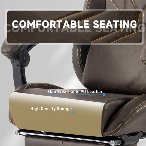 Gaming Chair, Video Game Chair with Massage Lumbar Support and Footrest, Comfortable Ergonomic Computer Chair with Linkage Armrests, Height Adjustable Racing Game Chair Pu Leather for Adults, Grey、、casual