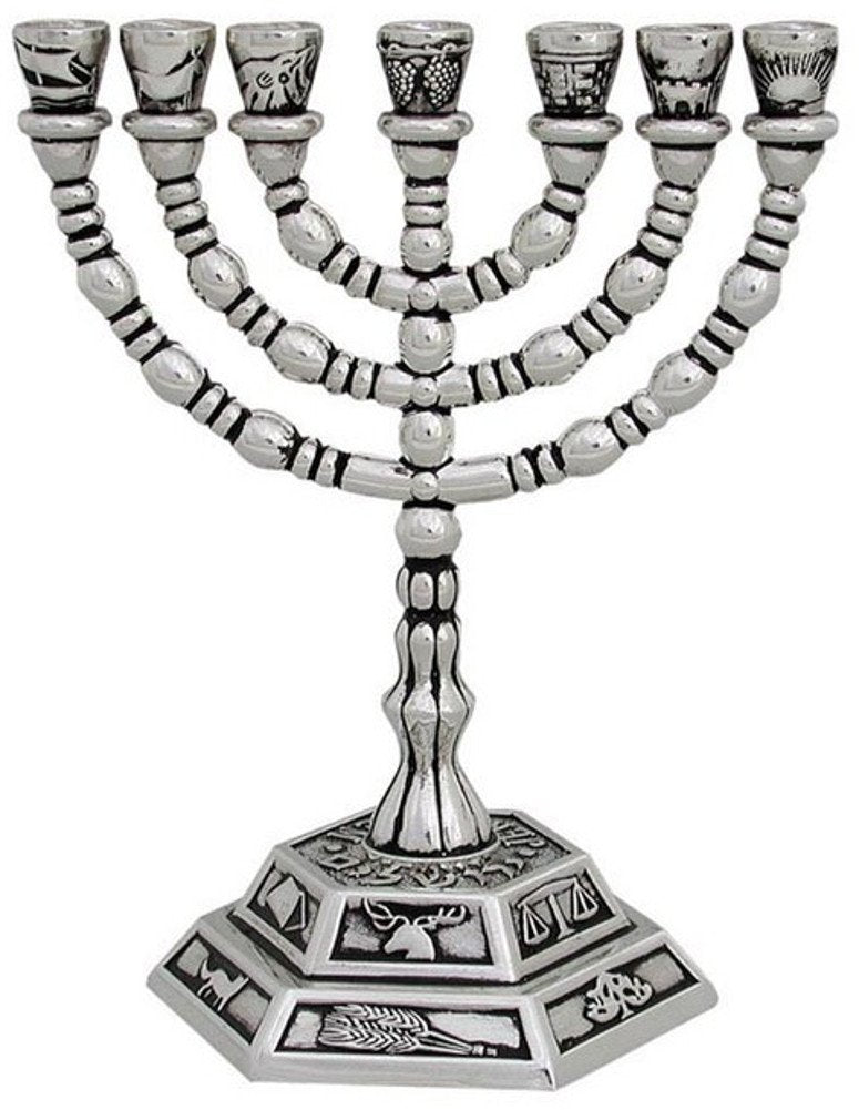 Holy Land Market Jewish Candle Sticks Menorah - 7 Branches - 12 Tribes of Israel Menorah、mySite、topwebapps
