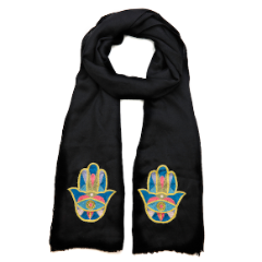 Hamsa Cashmere Scarf - Black、mySite、topwebapps