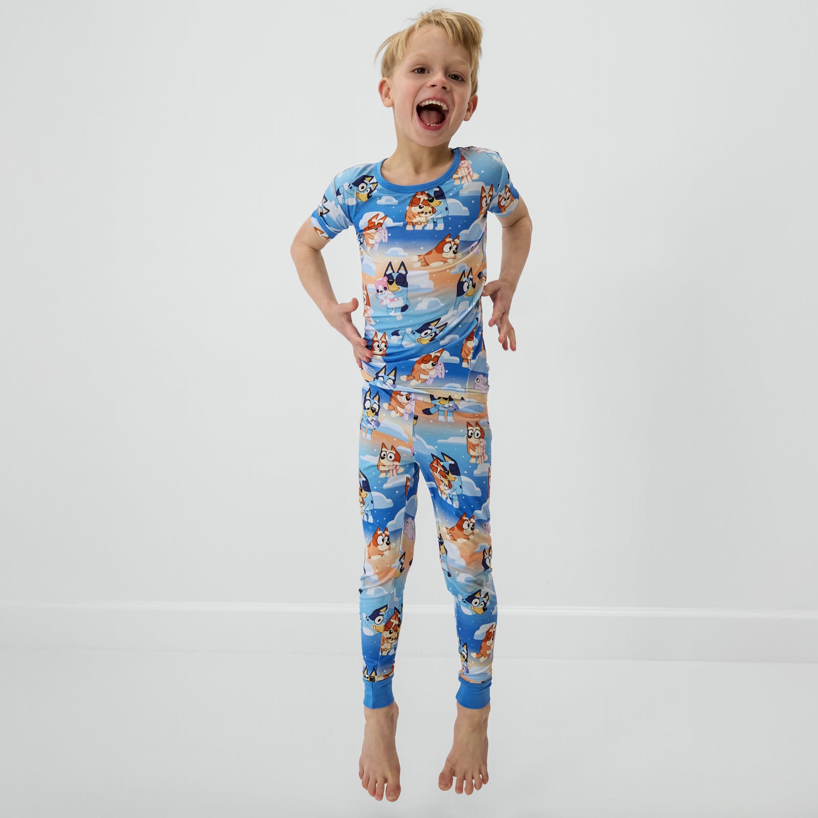 Bluey Blue Sleepytime Two-Piece Short Sleeve & Pants Pajama Set、mySite、g9winljtr