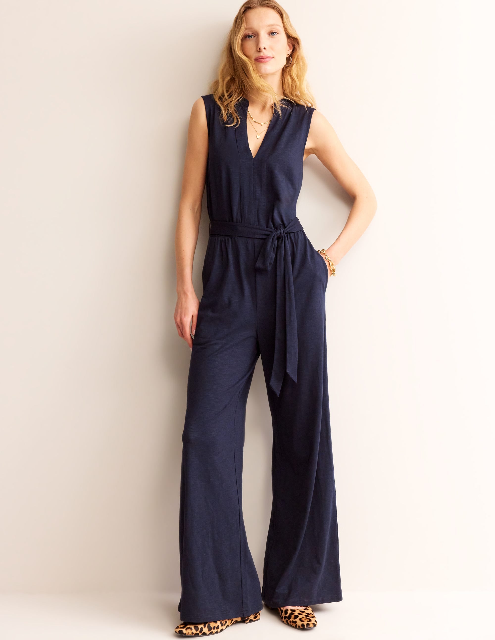  Naomi Notch Jersey Jumpsuit-Navy、mySite、ashleygrahame