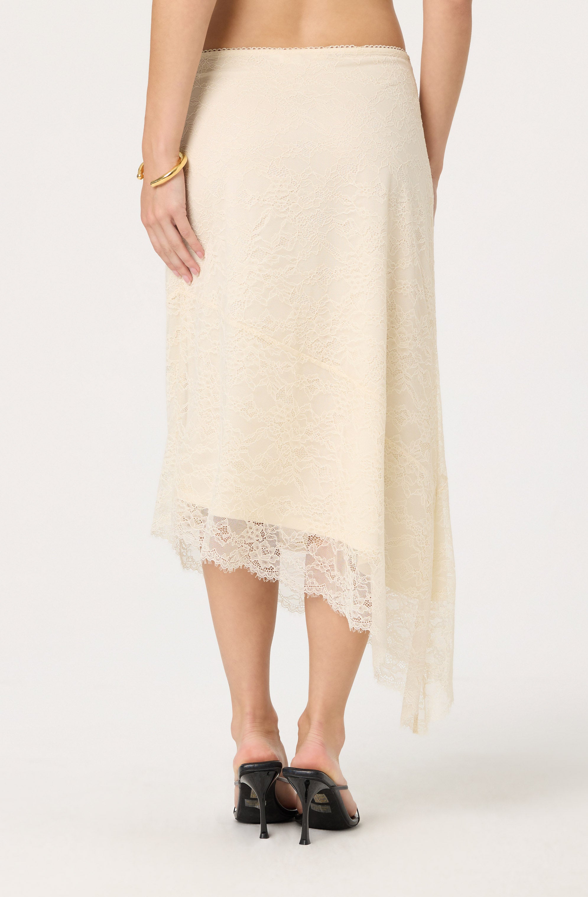 Asymmetrical Lace Midi Skirt、mySite、solidvoid