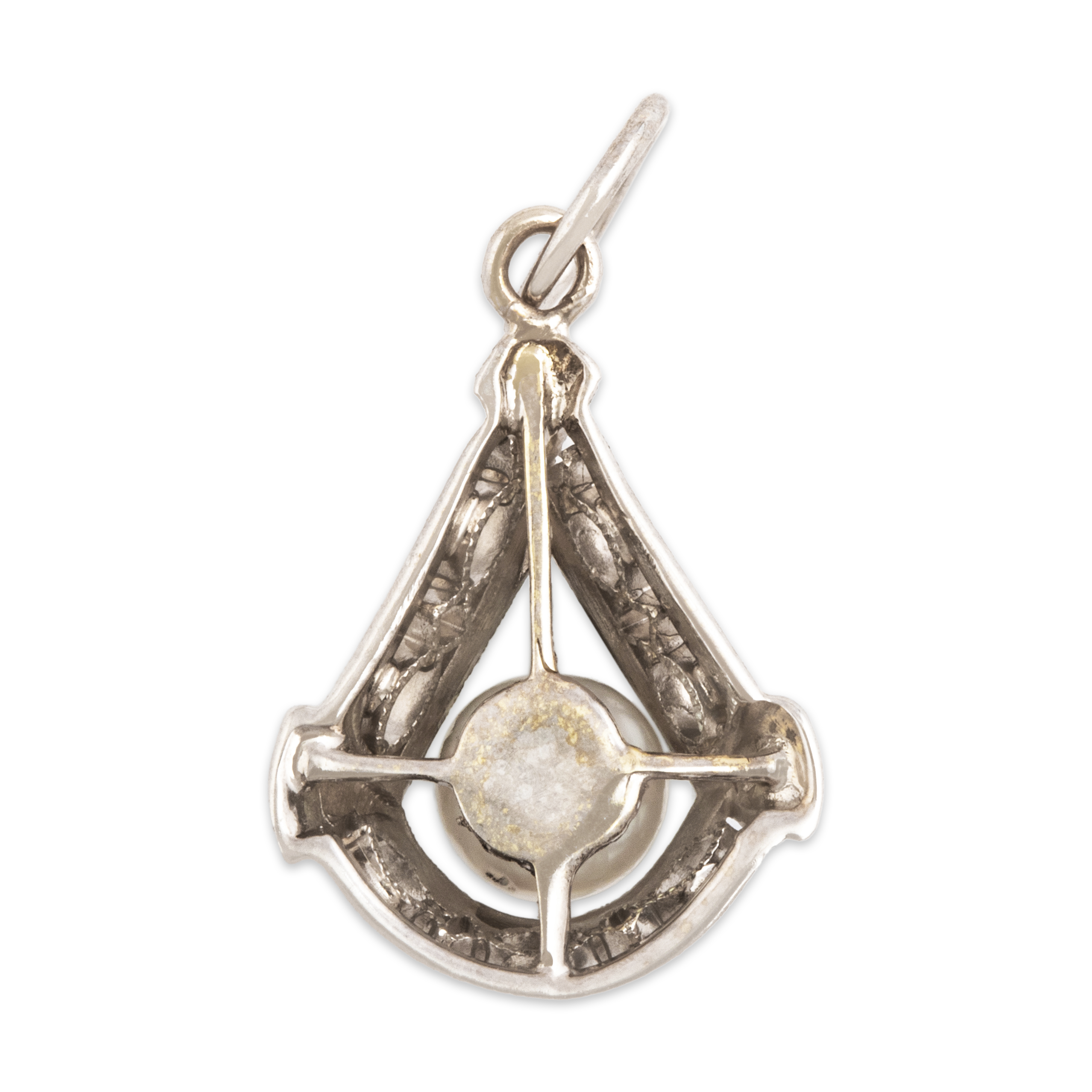 Antique Art Deco 14k White Gold Pearl Piercework Charm / Pendant、mySite、hinf8tx79
