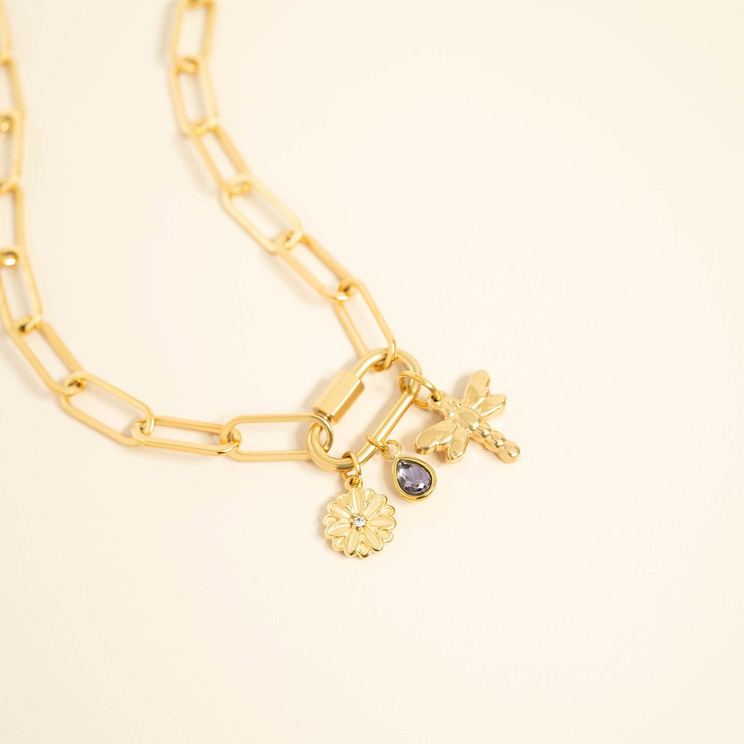 18K Gold PVD Stainless Steel Classic Carabiner / ENC0034、mySite、dreamappss