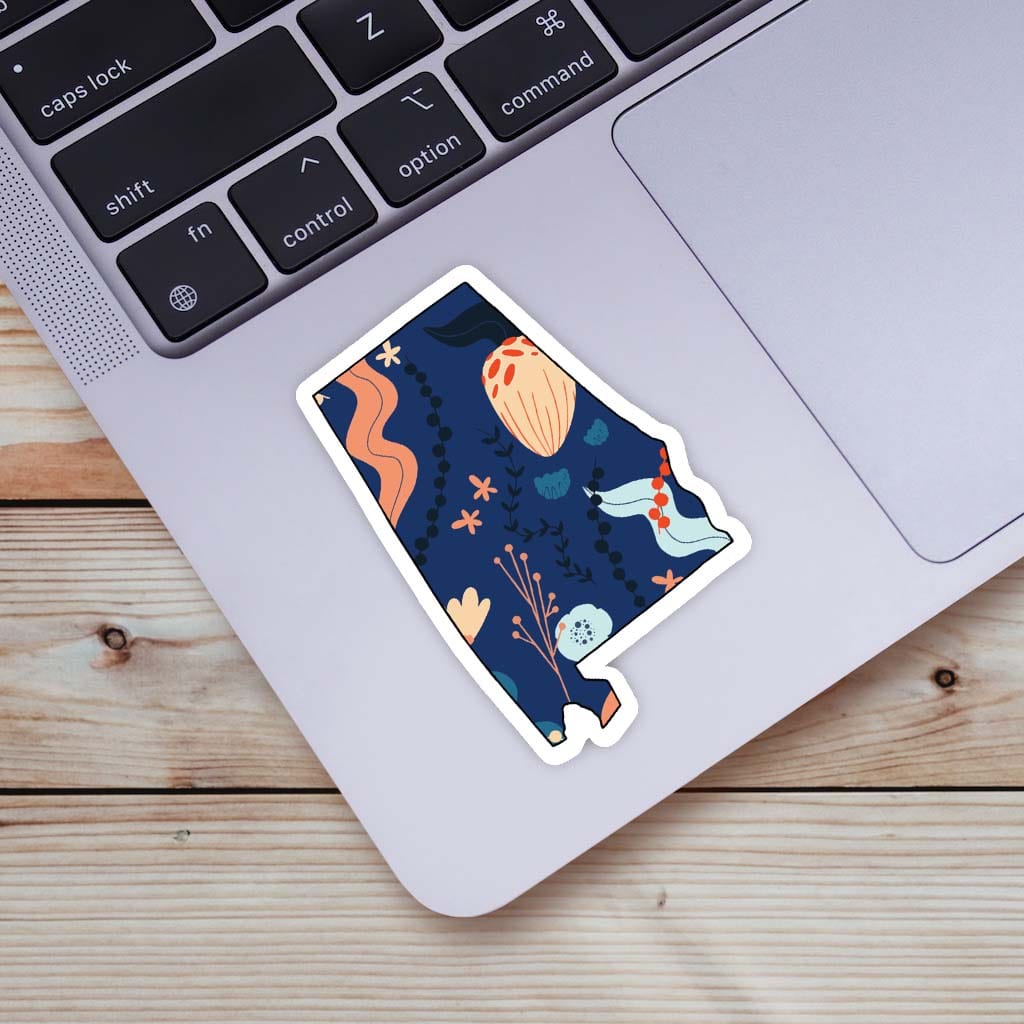  Alabama Blue Floral Abstract Sticker、mySite、elrpsem3k