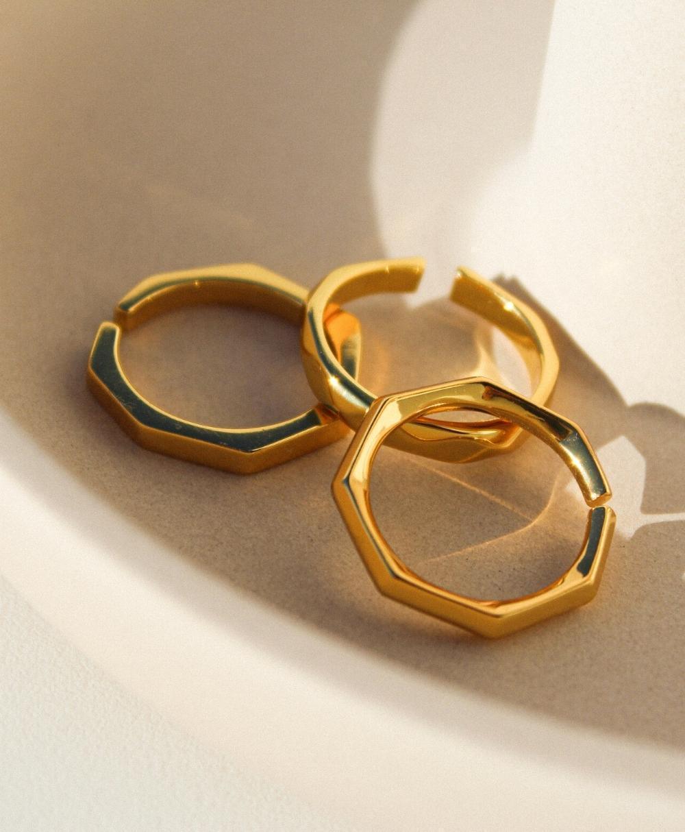 Freja Hex Ring 18ct Gold Plated、mySite、botmansion