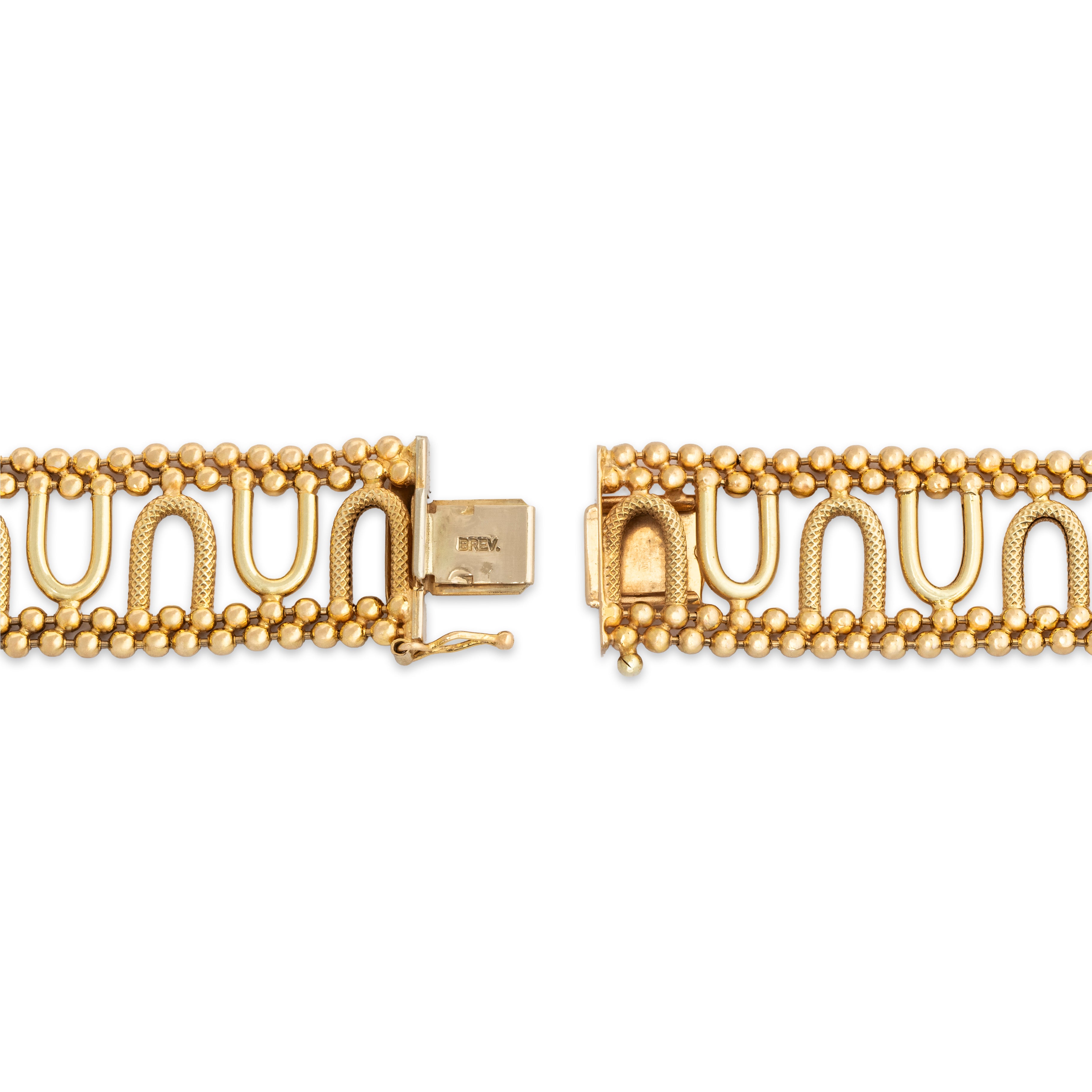 Wide Vintage Italian 14k Yellow Gold Beaded & Textured Bracelet 7.25、mySite、hinf8tx79