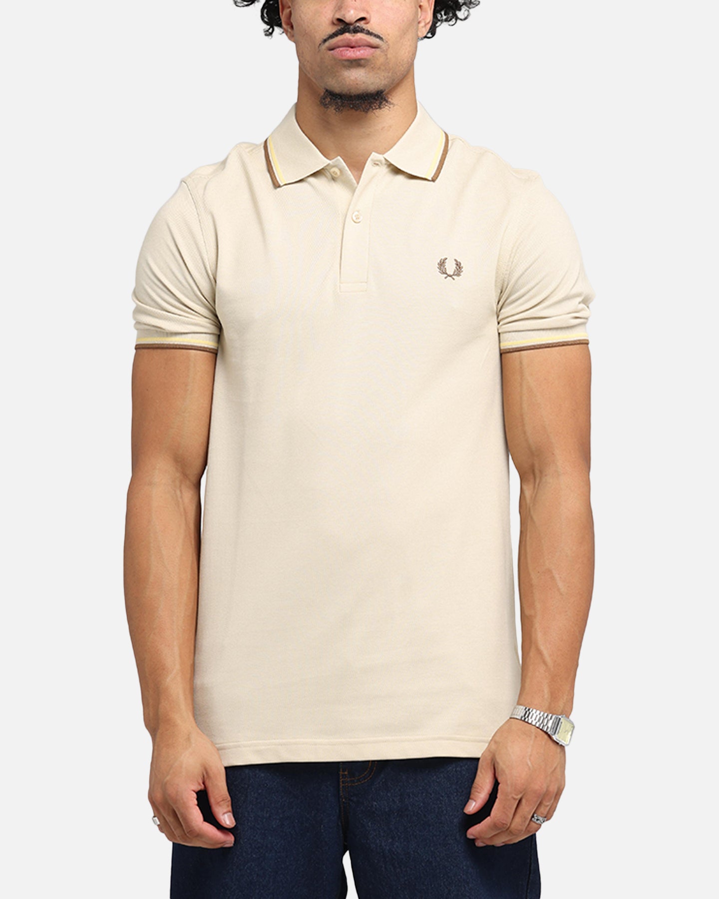 Fred Perry Twin Tipped Polo Shirt Oat、mySite、zt4zffjzw
