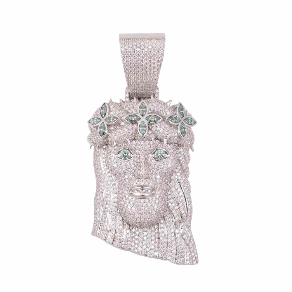 Moissanite Four Leaf Clover Jesus Pendant 14K Gold、mySite、hinf8tx79