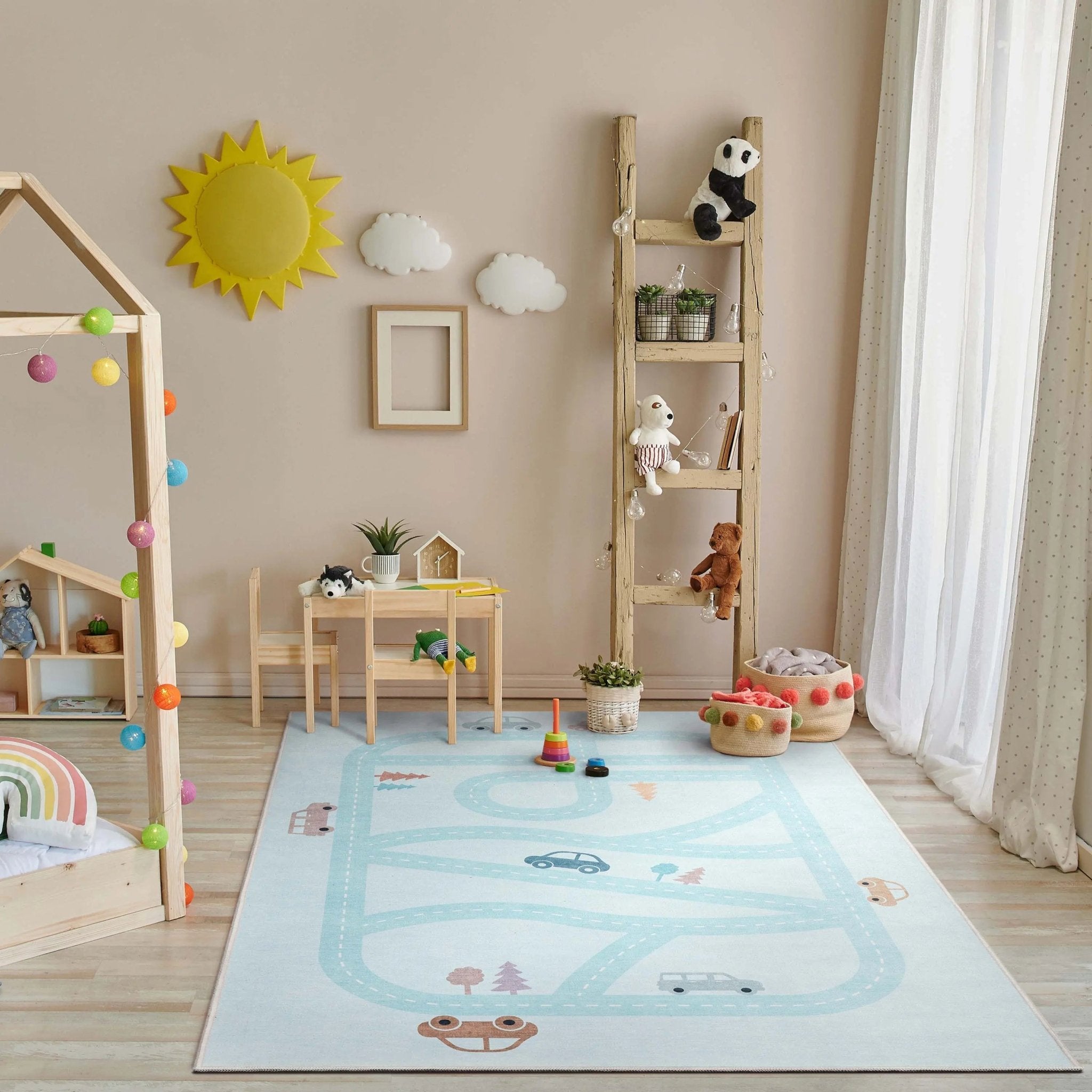 Playful Roads Modern Blue Area Flat-Weave Rug、mySite、gigharbornorthrealestate