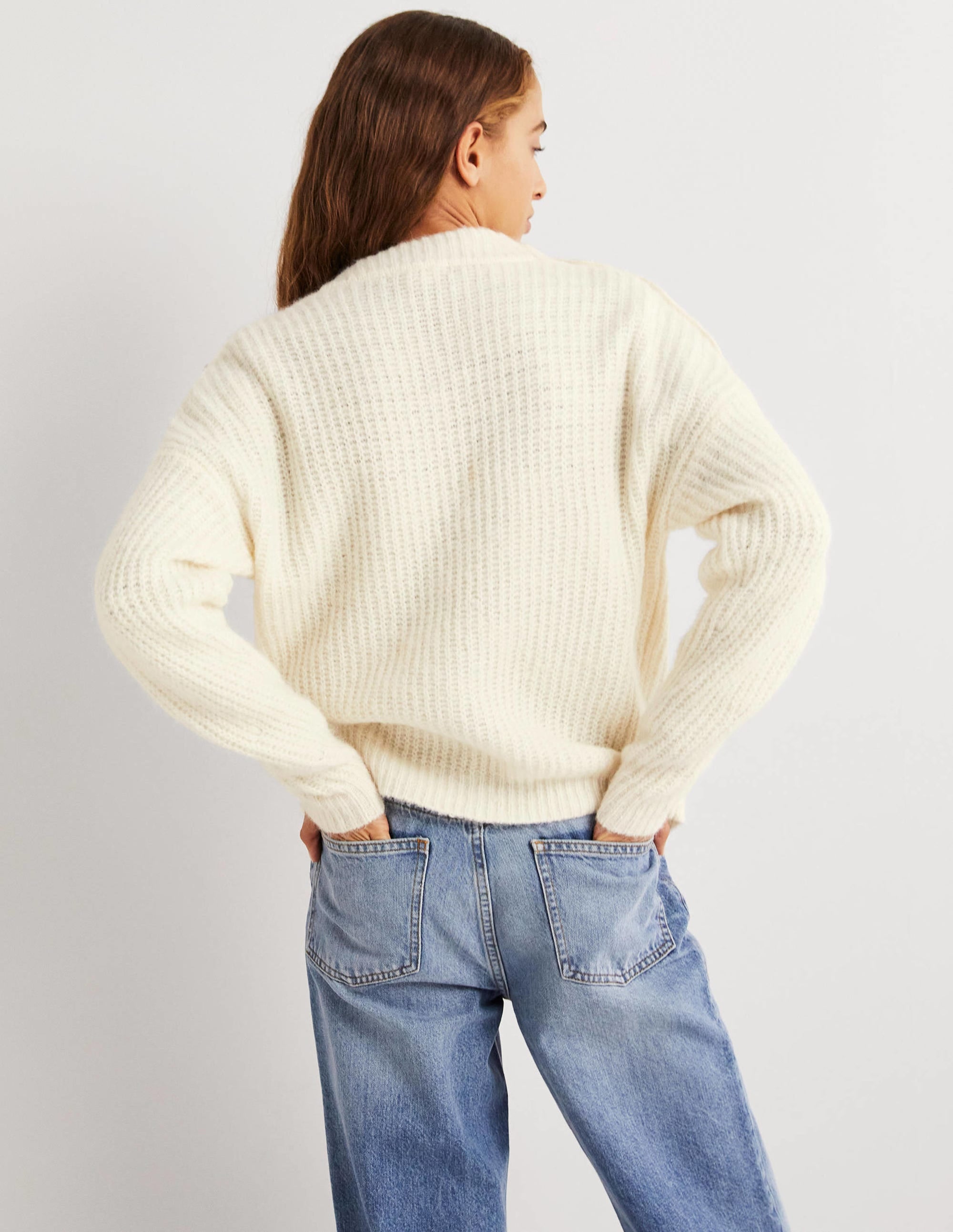  Fluffy Ribbed Button Jumper-Warm Ivory、mySite、ashleygrahame