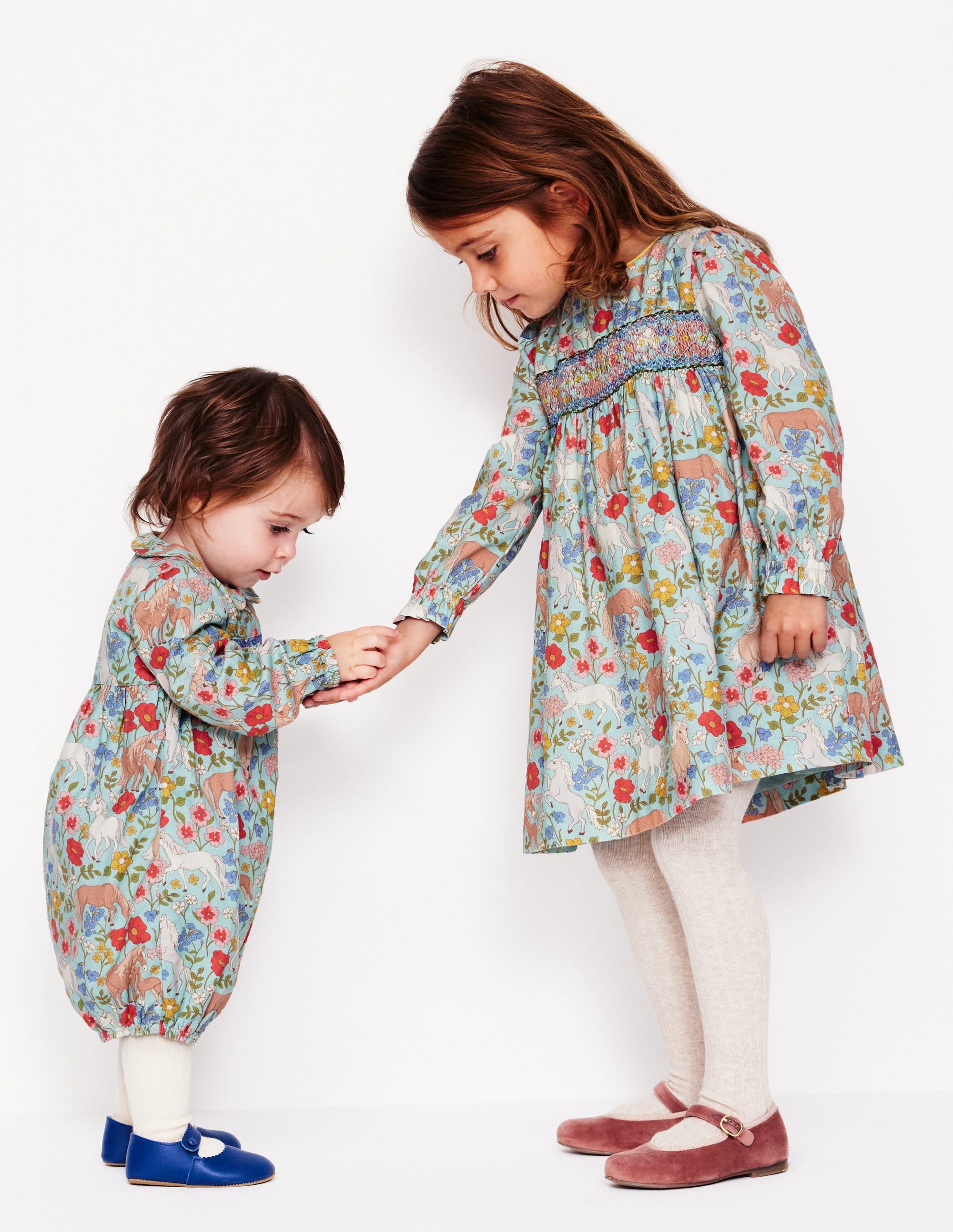  Bess Cosy Smocked Dress-Blue Frost Pony Floral、mySite、ashleygrahame