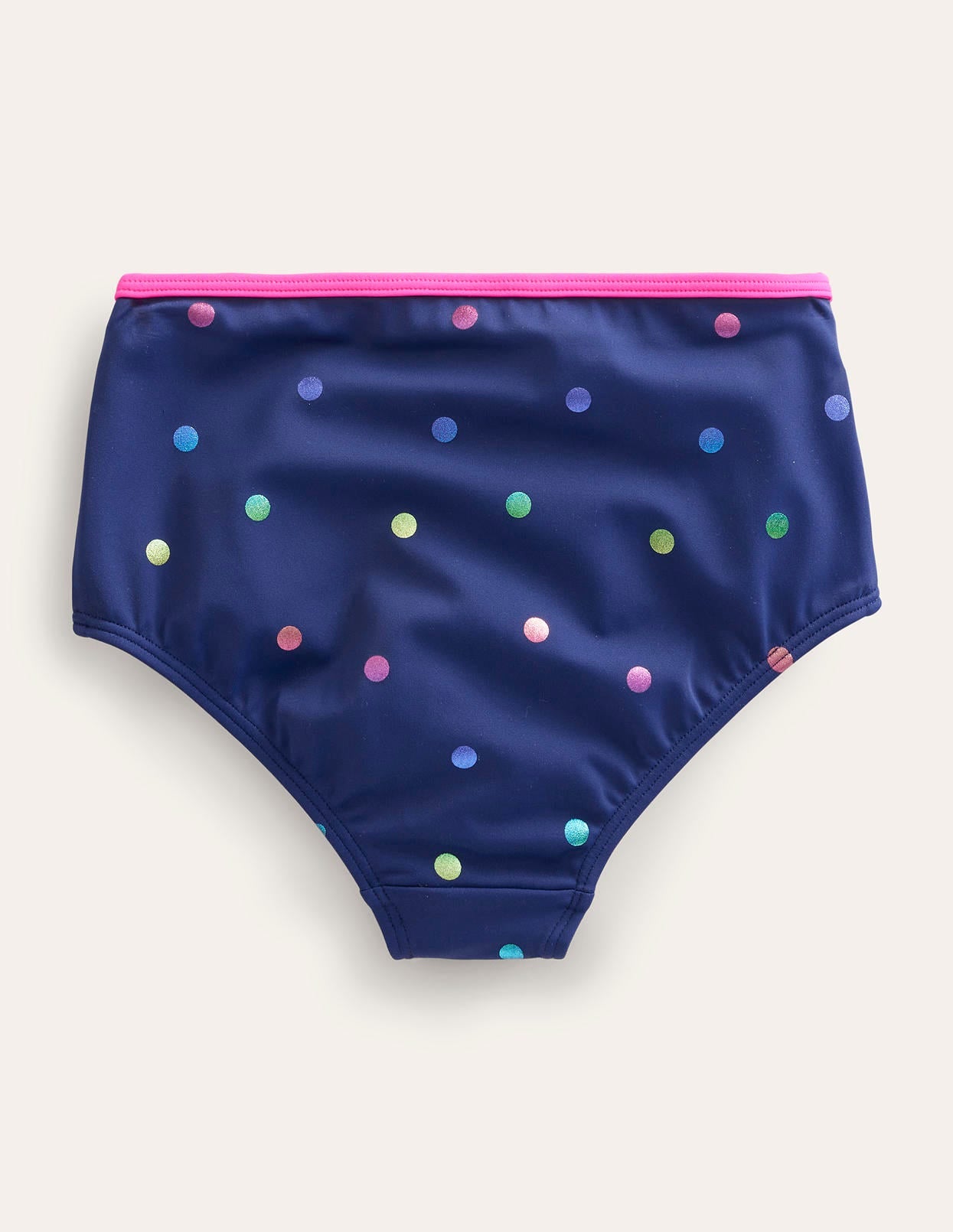  High Waisted Bikini Bottoms-Navy Rainbow Foil Confetti、mySite、ashleygrahame