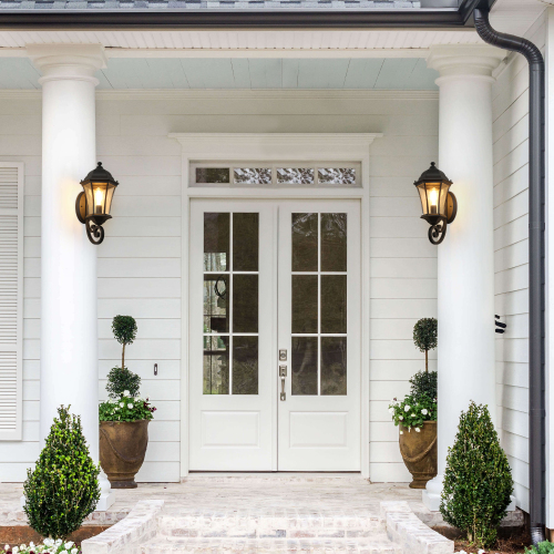 27"(H) 1-Pack Outdoor Wall Lantern with Dusk to Dawn Sensor, Black Weatherrproof Exterior Light Fixture with Clear Bubble Glass, Vintage Wall Sconce for Porch, Patio, Entryway, and Garage (No Bulb)、、eastwooduniform