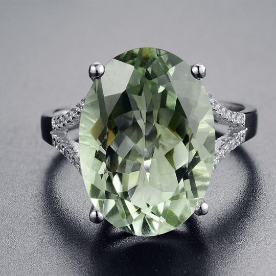 HUGE 13ct Green Amethyst and CZ Ring in Sterling Silver, Stunning!、mySite、g9winljtr