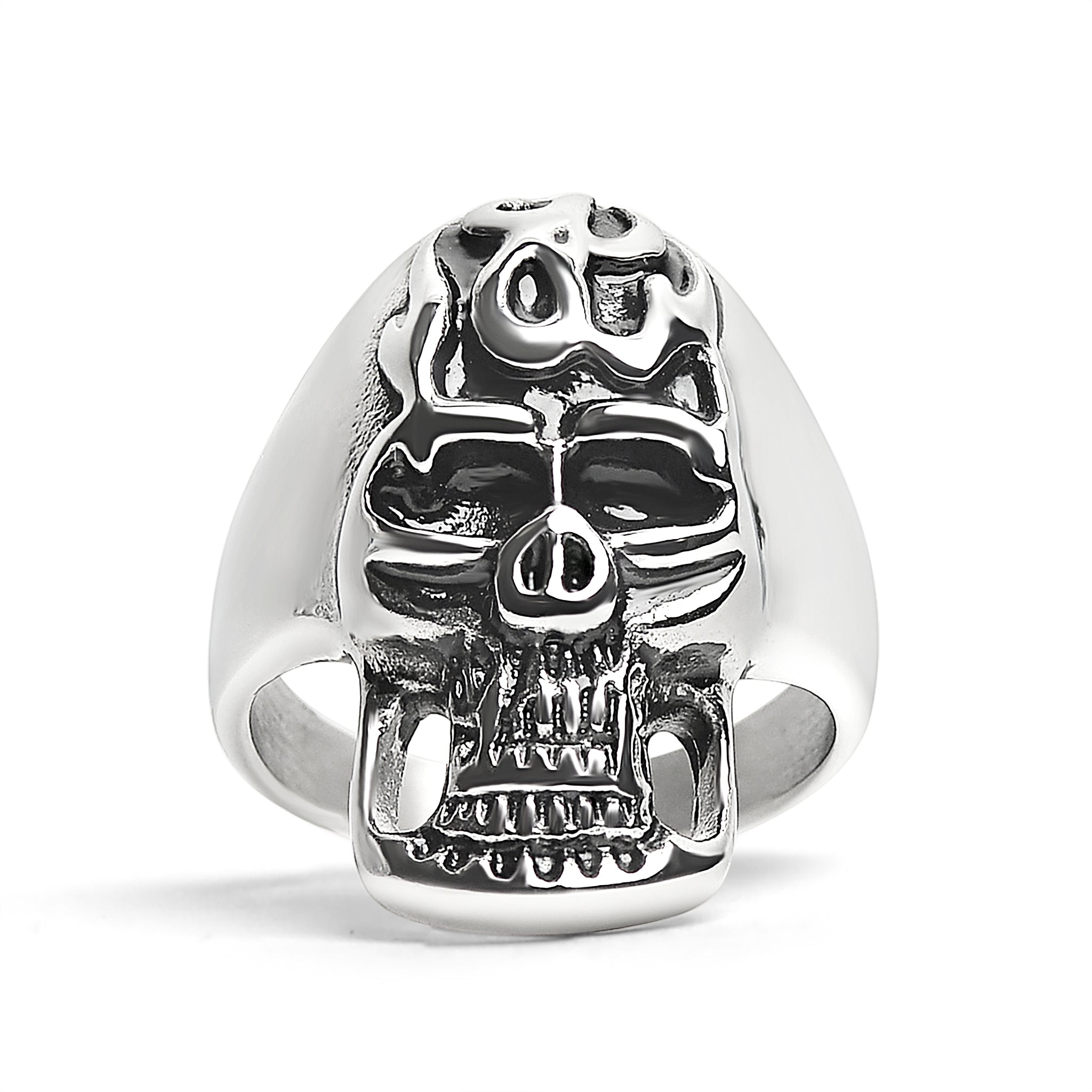 Stainless Steel Polished Flaming Skull Ring / SCR2016、mySite、dreamappss