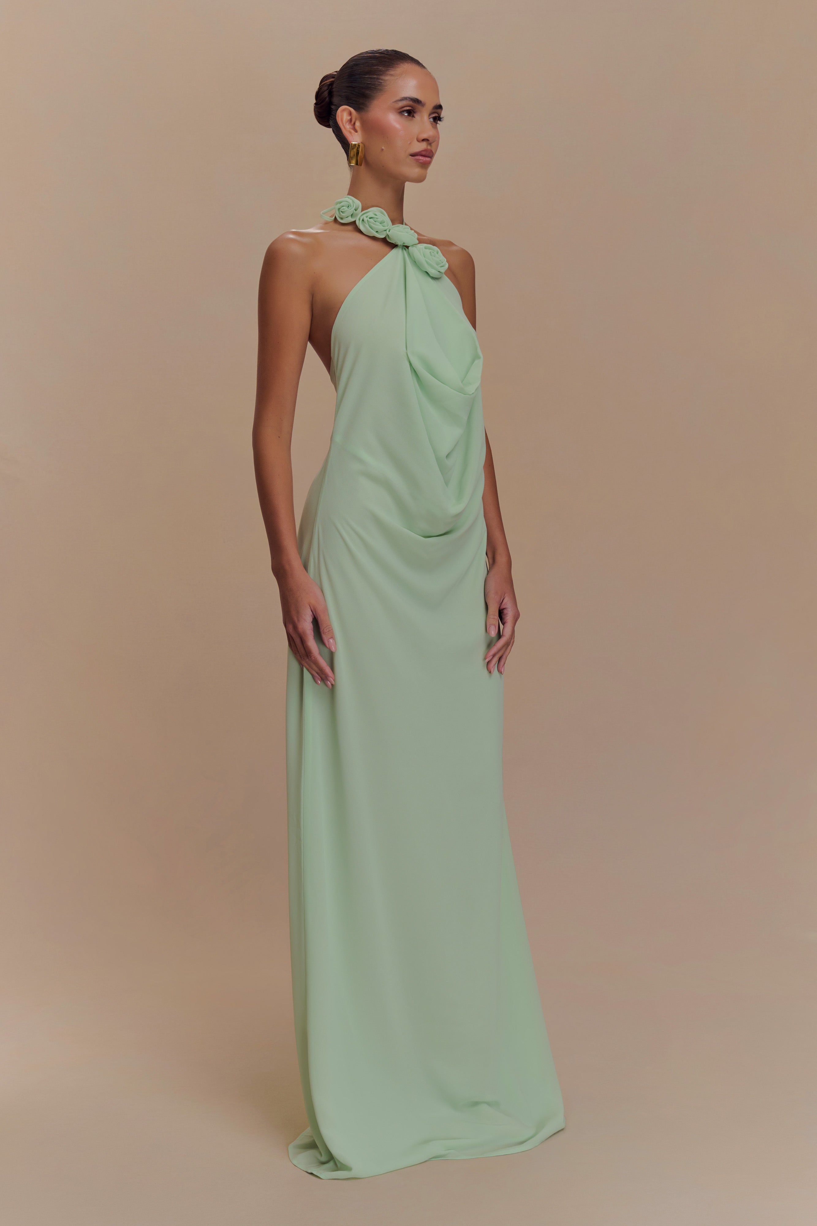 Rosalia Cowl Neck Maxi Dress - Sage、mySite、solidvoid