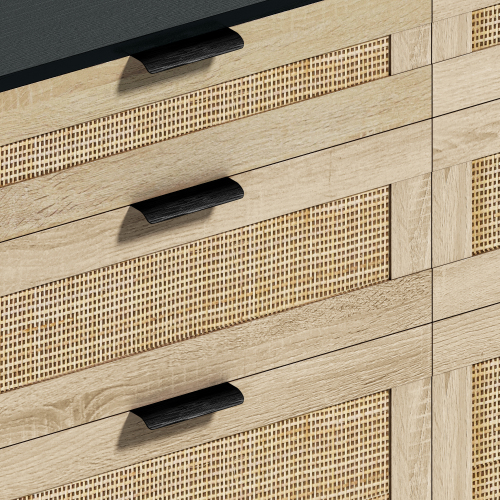 51.18"6-Drawers Rattan Storage Cabinet Rattan Drawer,for Bedroom,Living Room,Natural (Same SKU:W757P198980)、、casual