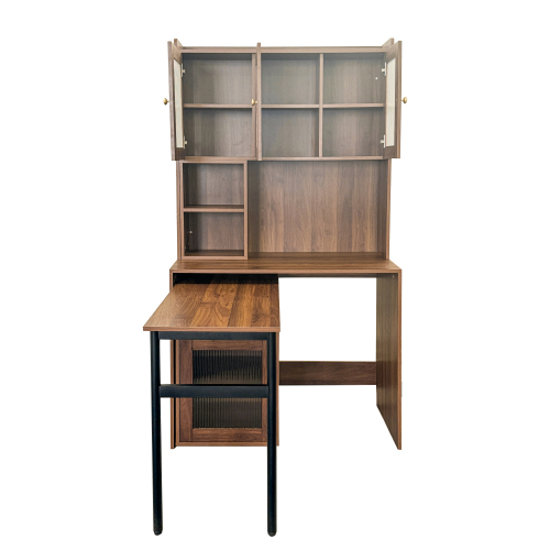Home Office Computer Desk with Hutch, Antiqued White finish、、casual