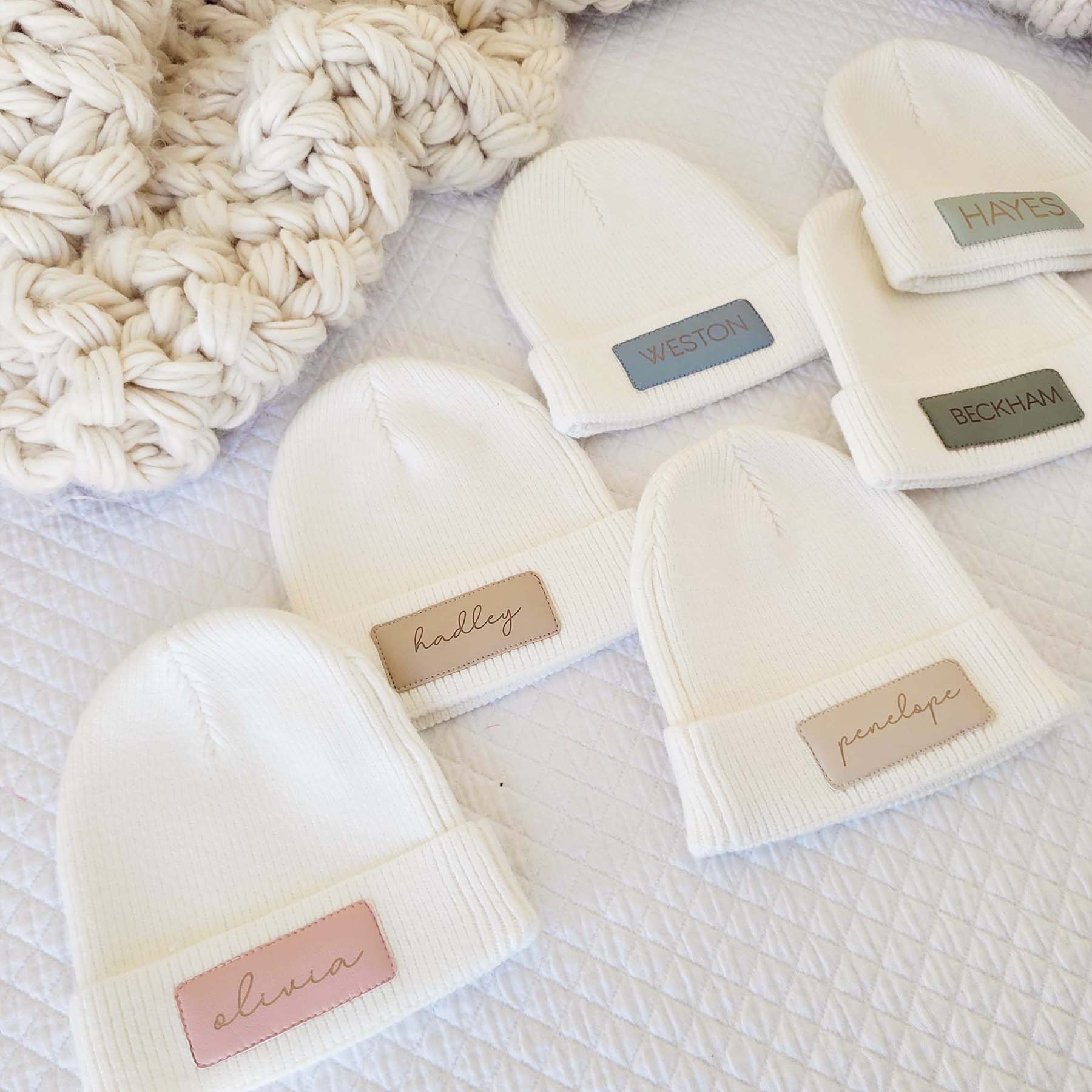  Personalized Leather Patch Beanie | All Colors、mySite、layawaytickets