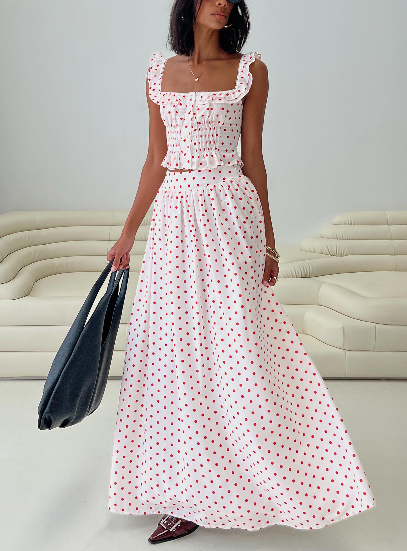 Valerio Maxi Skirt White / Red、mySite、solidvoid